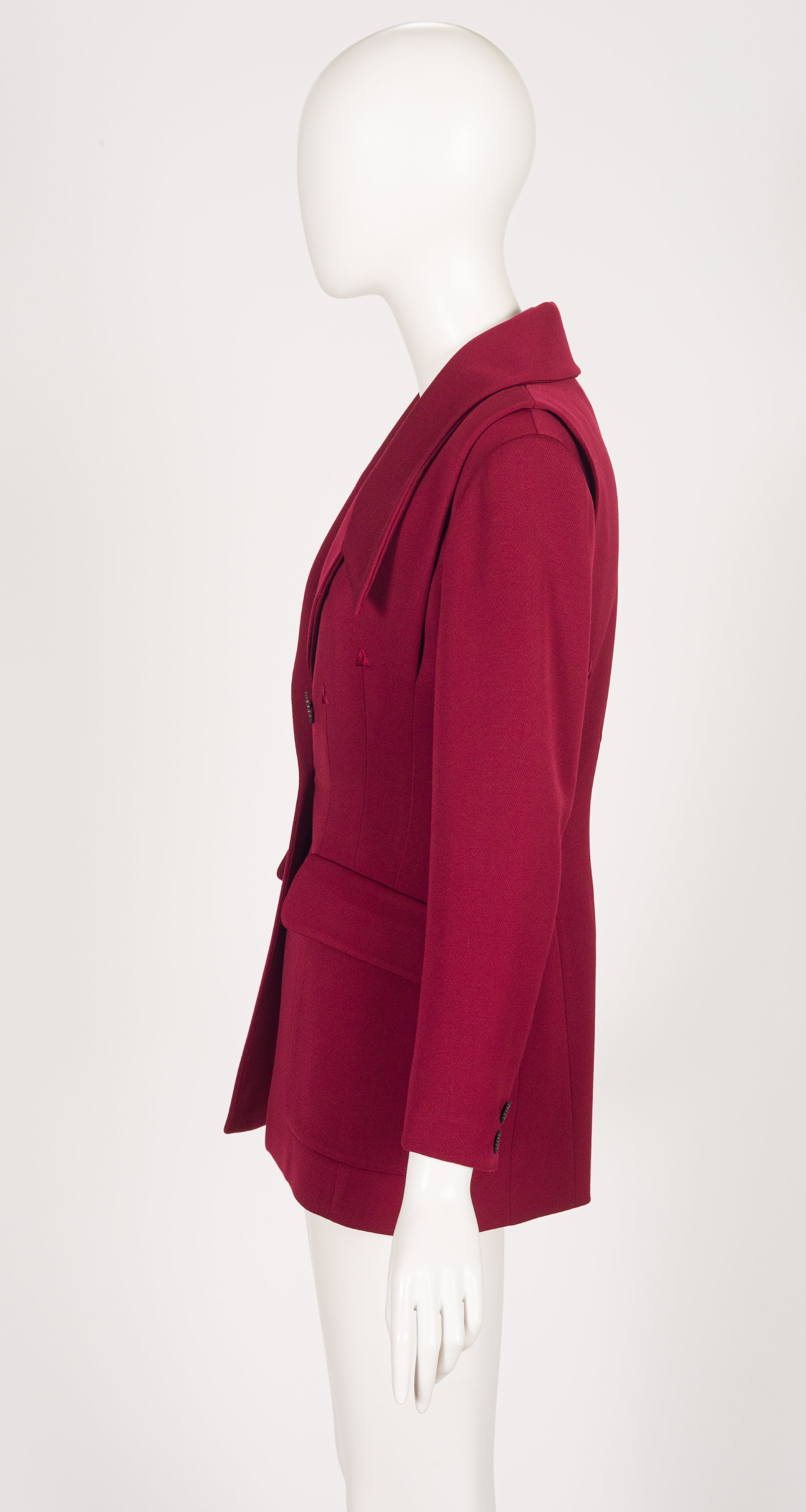 1992-93 F/W Burgundy Gabardine Pointed Lapel Blazer
