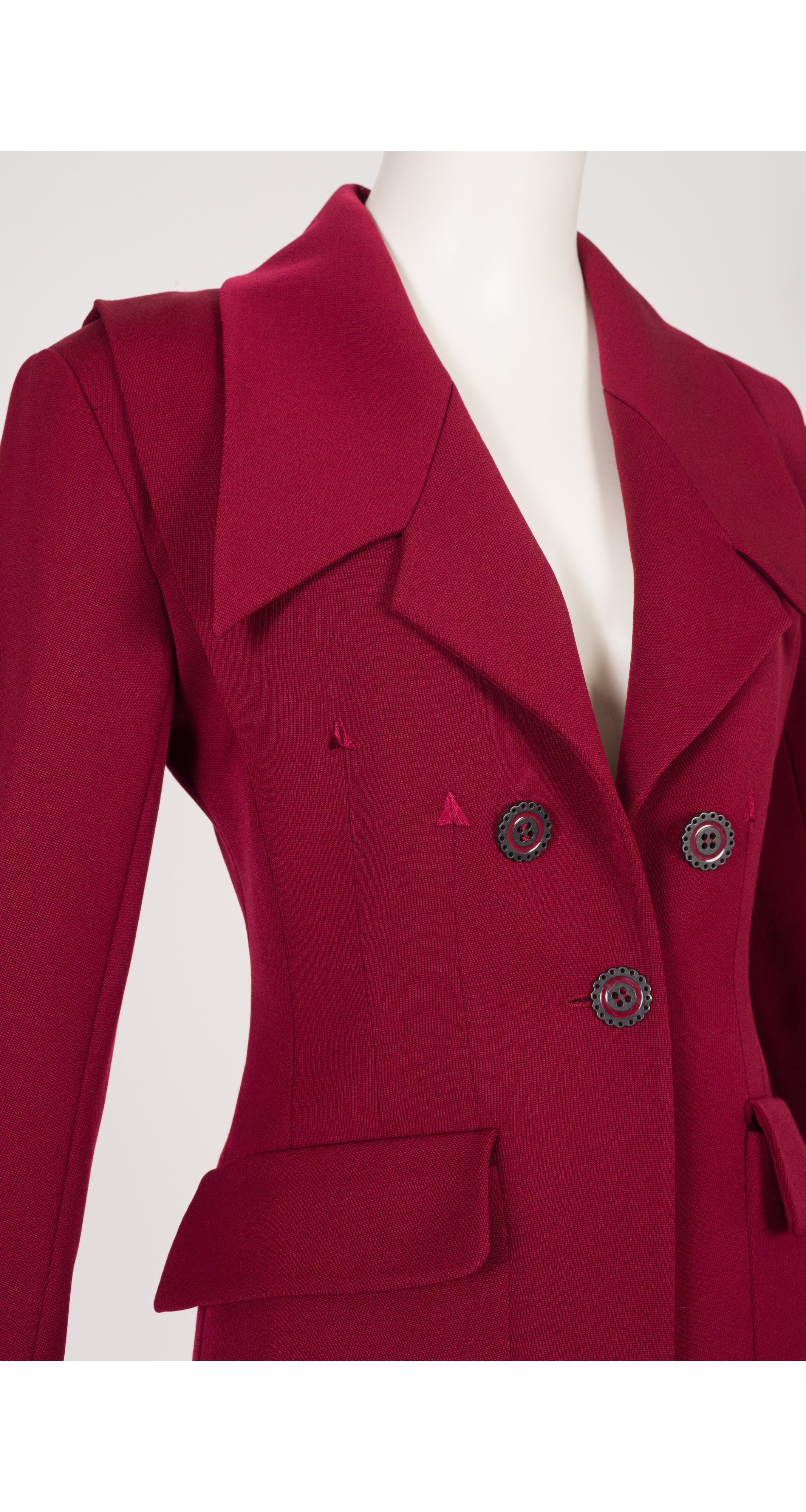 1992-93 F/W Burgundy Gabardine Pointed Lapel Blazer