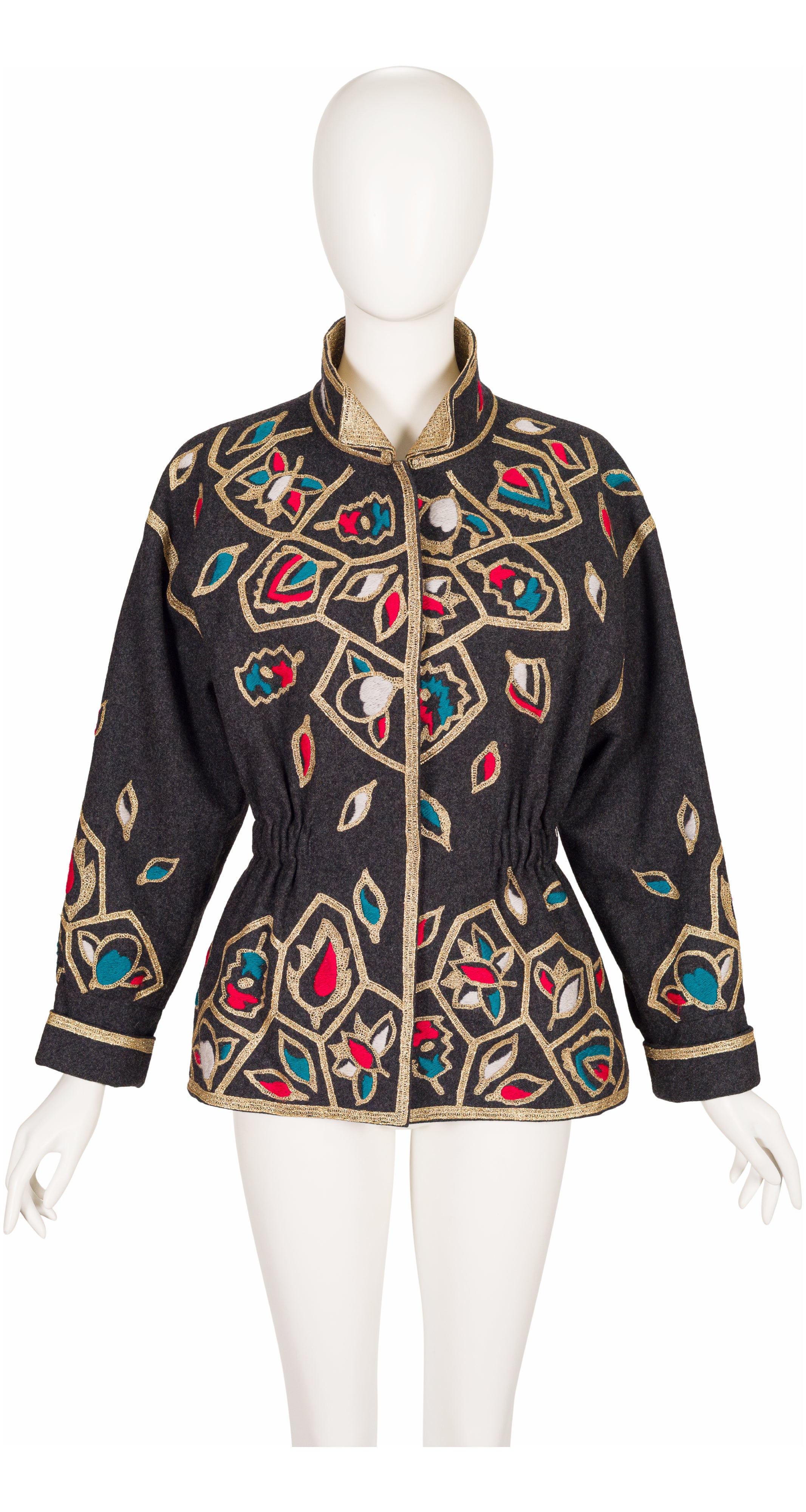 1981-82 F/W Metallic Gold Embroidered Gray Wool Jacket