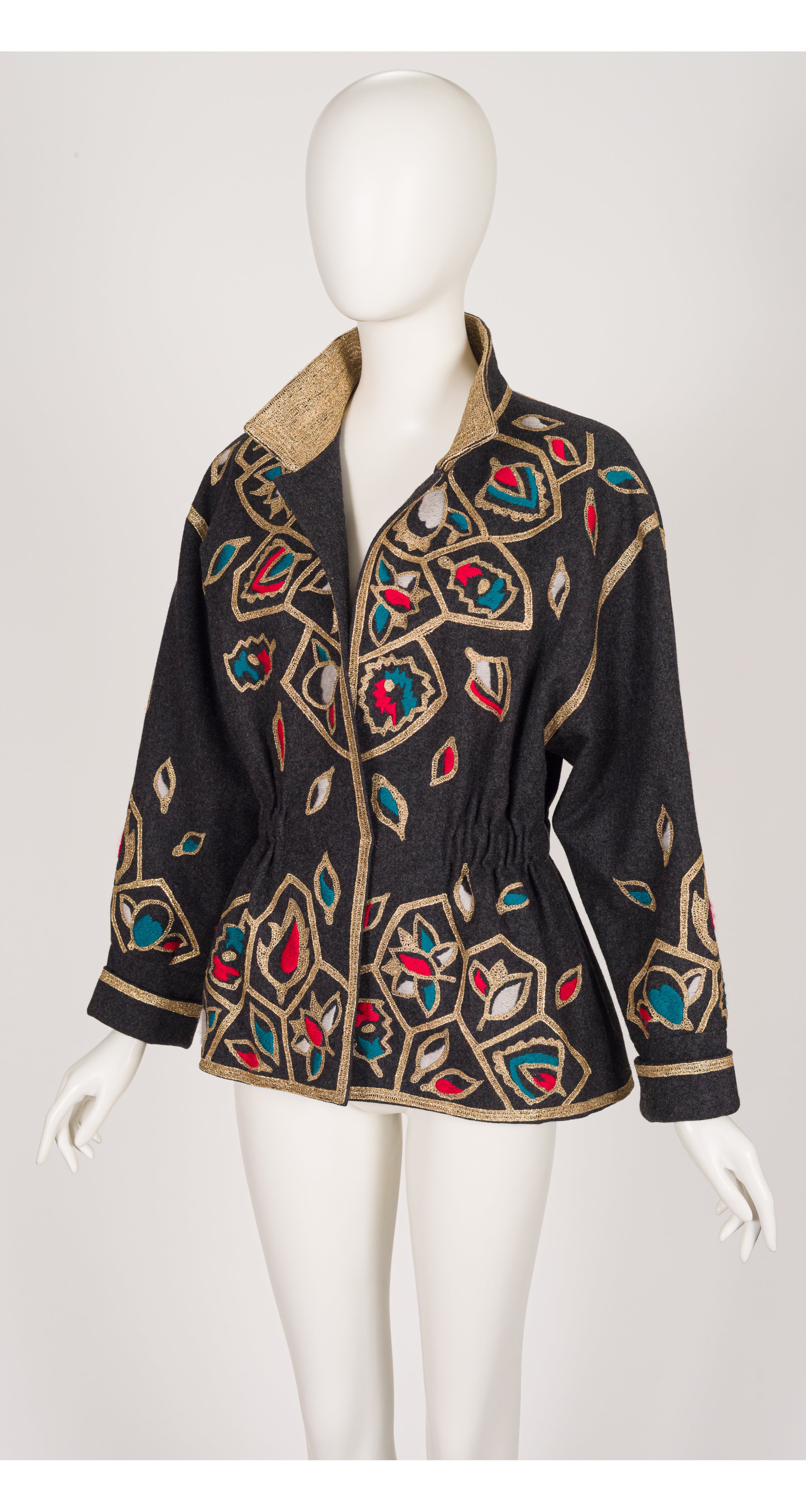 1981-82 F/W Metallic Gold Embroidered Gray Wool Jacket
