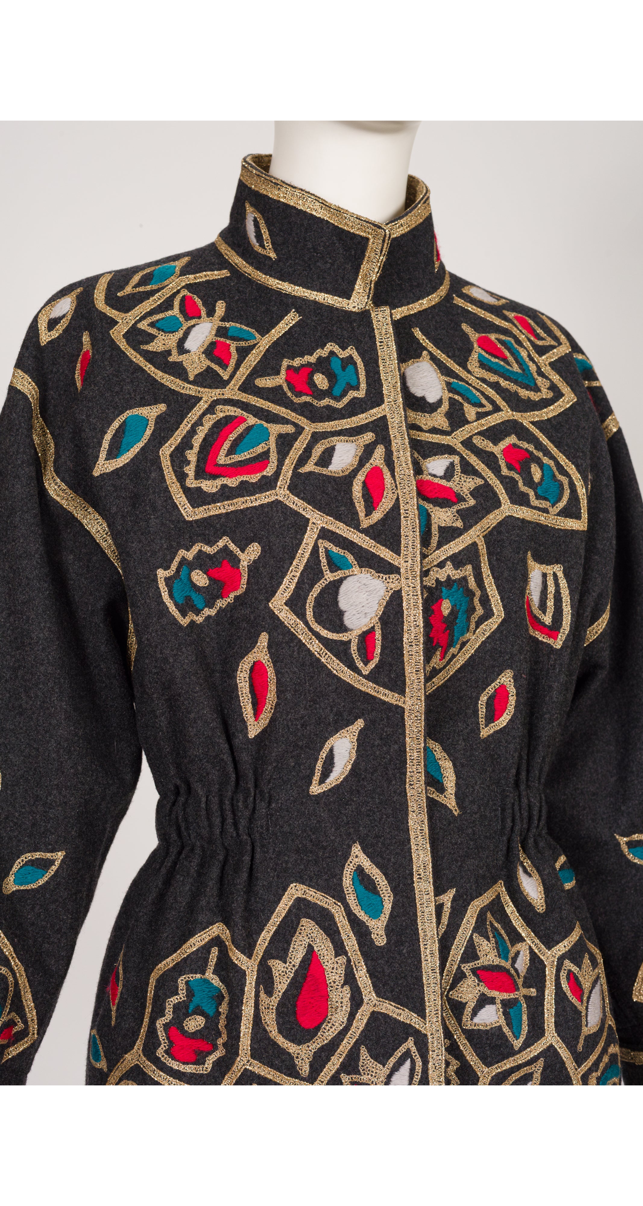 1981-82 F/W Metallic Gold Embroidered Gray Wool Jacket