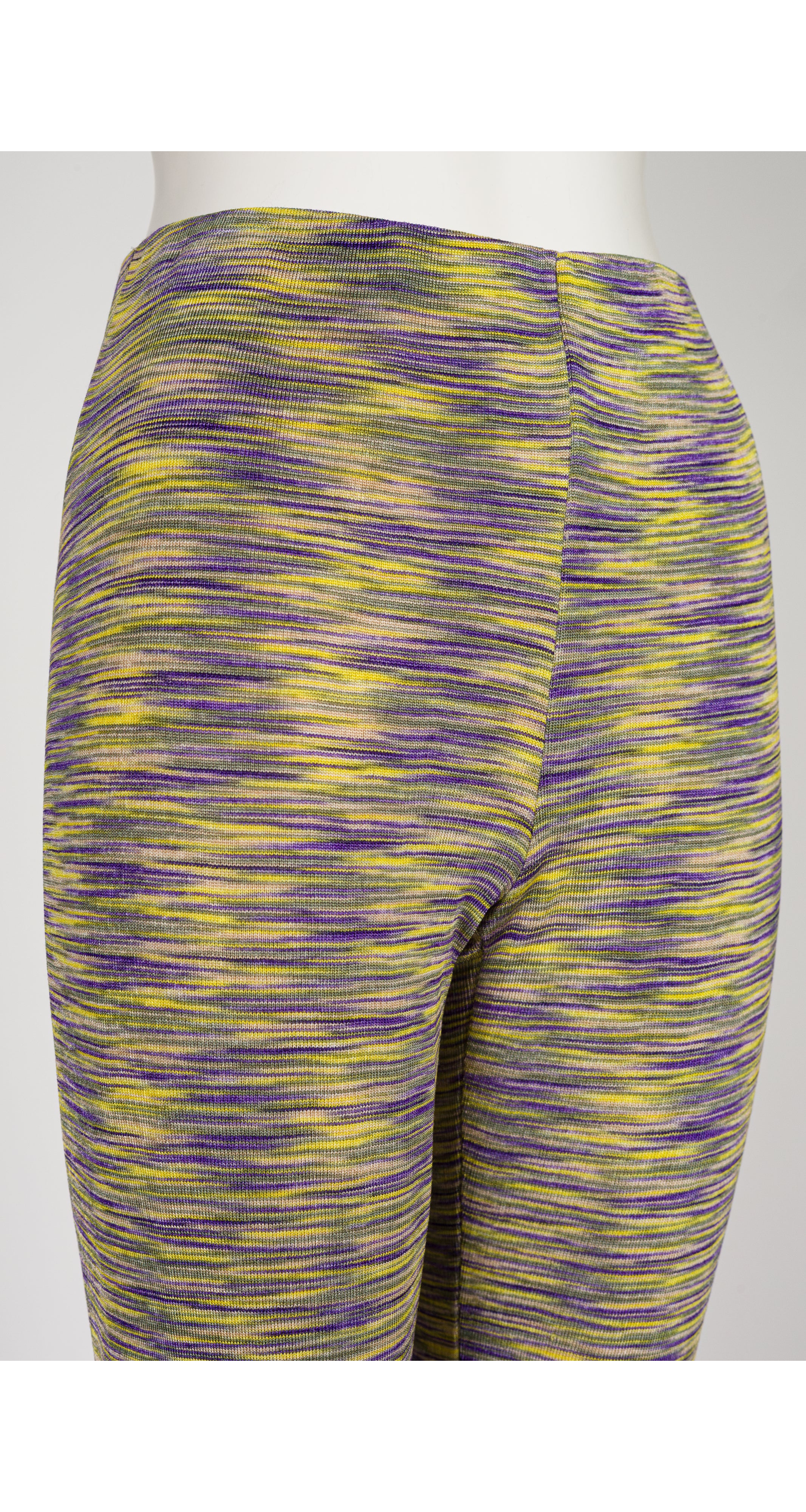 2000s Space Dyed Purple & Yellow Viscose Knit Pants