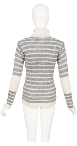 1970s Logo Striped Knit Turtleneck Sweater