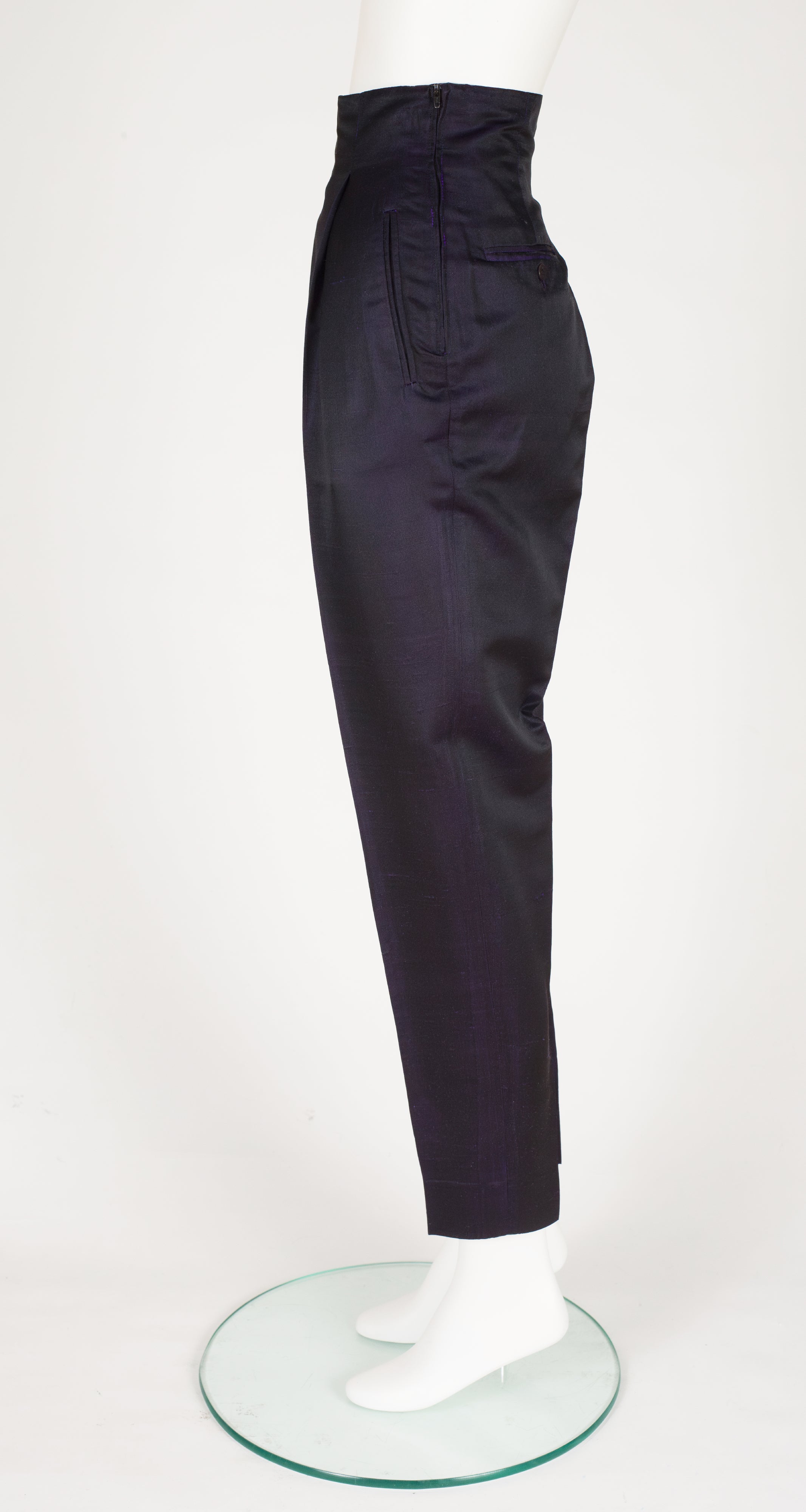 1989-90 F/W Iridescent Purple Silk High-Waisted Trousers