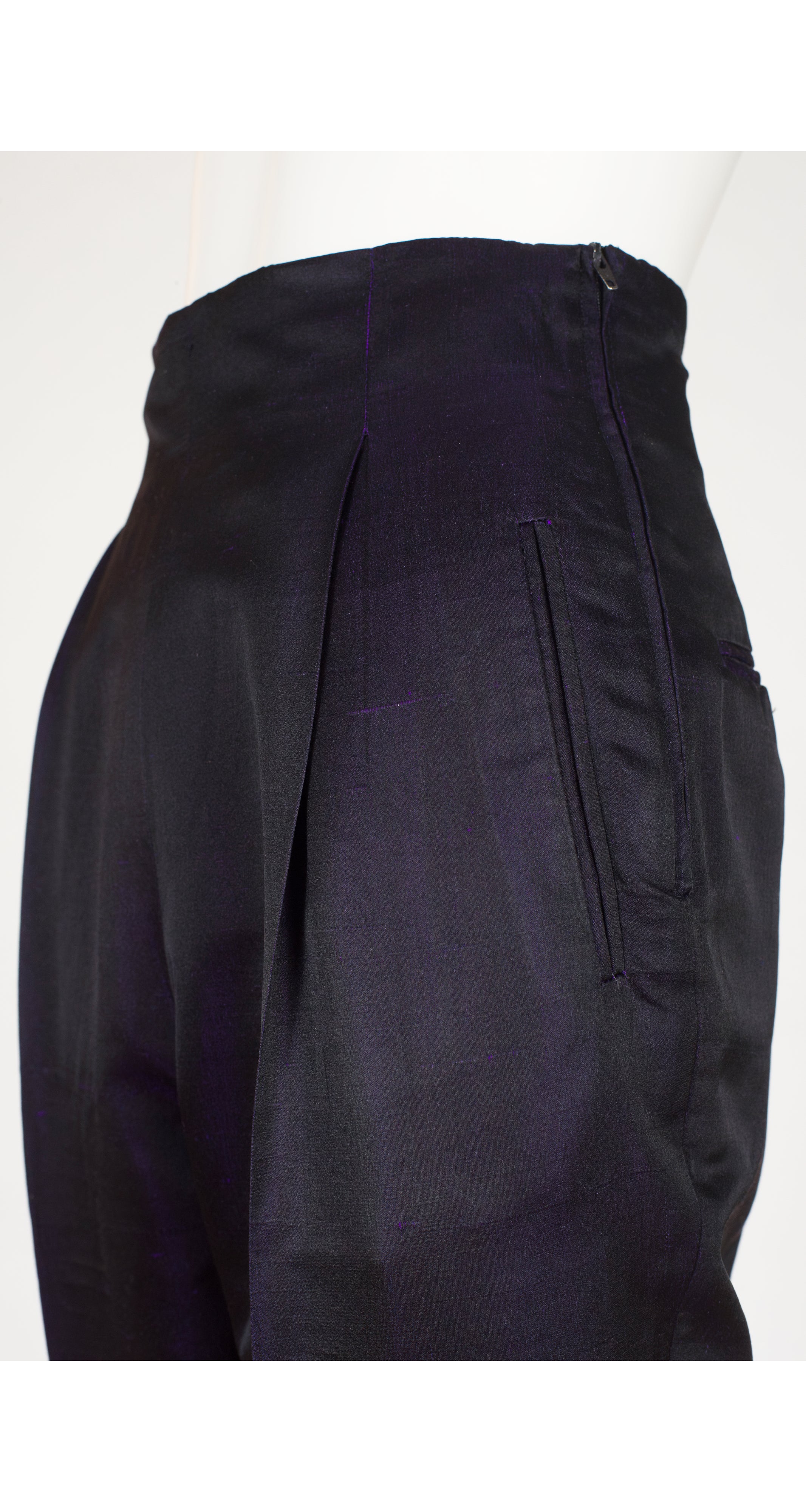 1989-90 F/W Iridescent Purple Silk High-Waisted Trousers