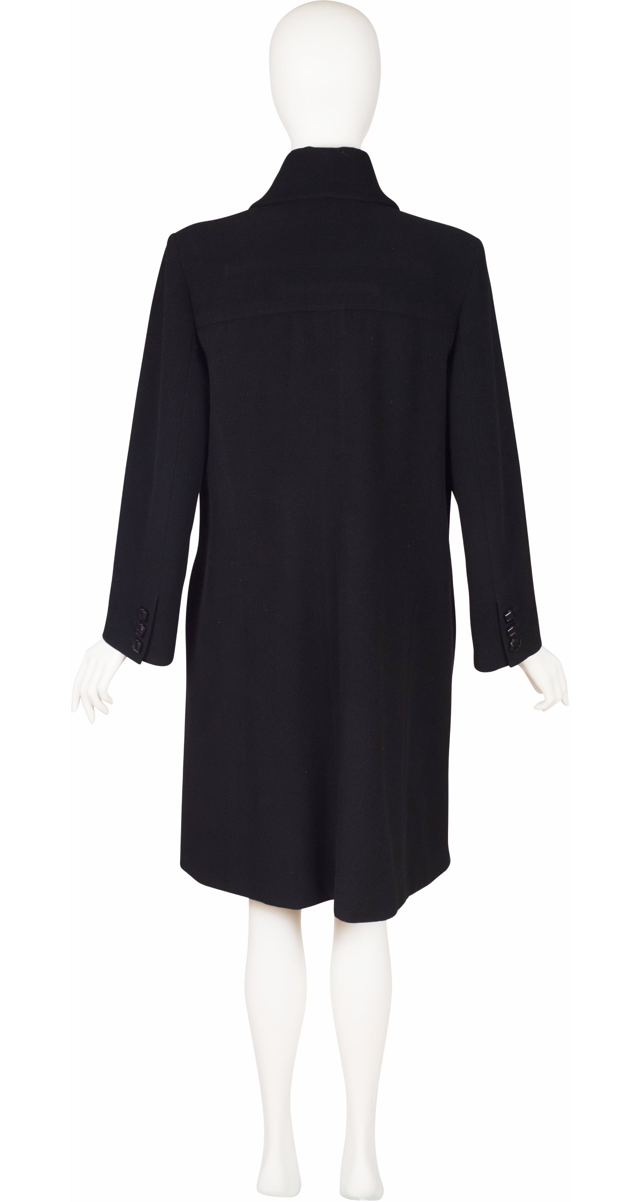 1980s Black Wool Shawl Collar Coat