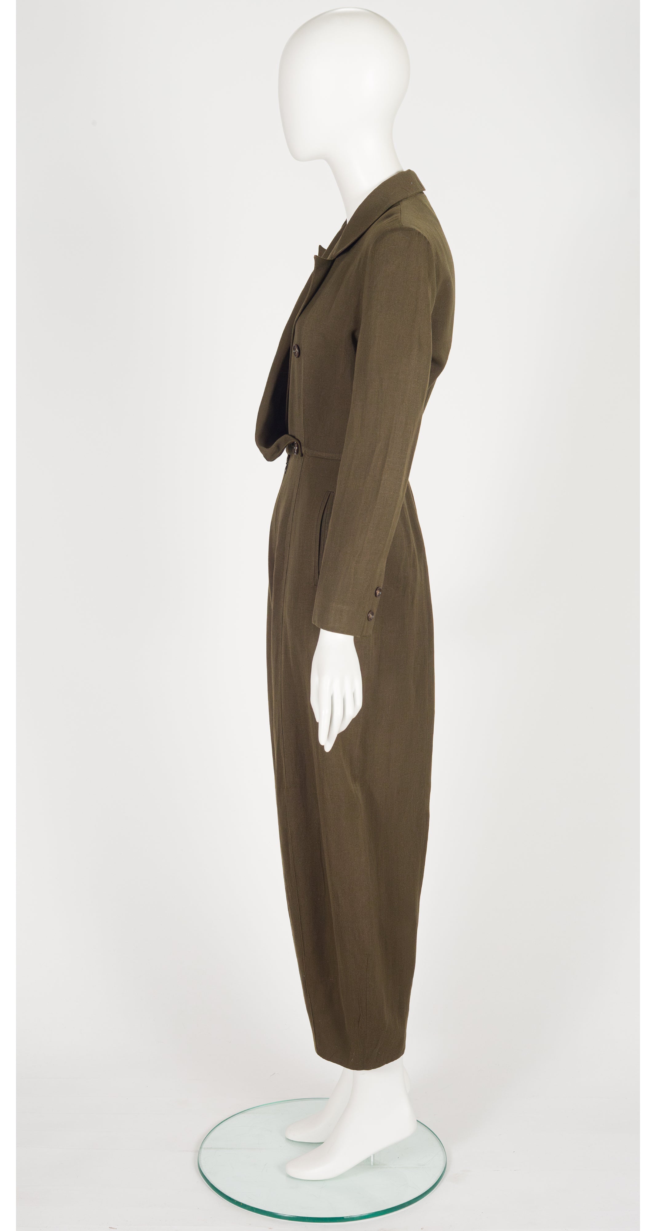 1989-90 F/W Army Green Wool Double-Breasted Jumpsuit