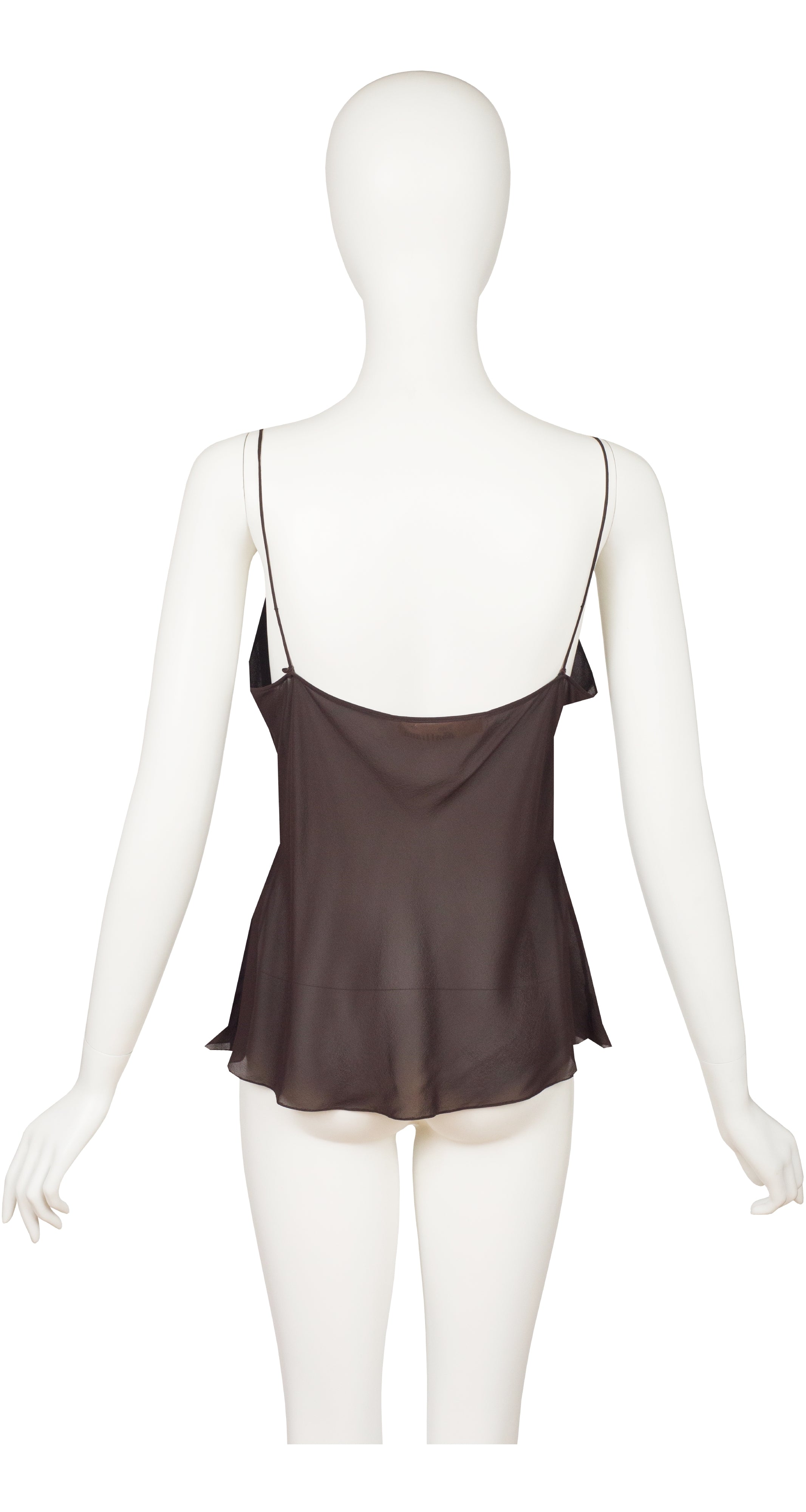 2002 F/W Brown Silk Chiffon Cowl Neck Tank Top