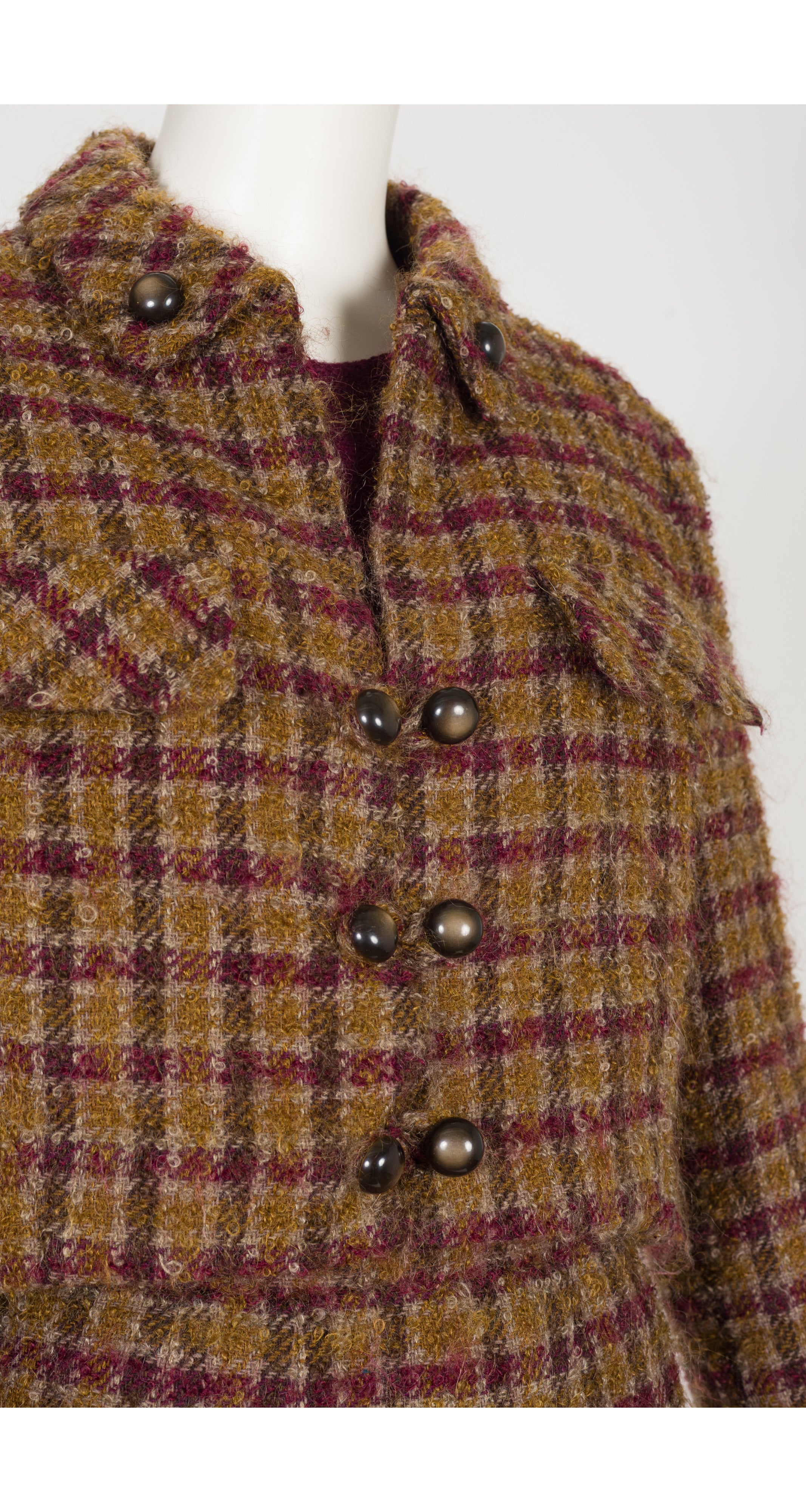 1960s Demi-Couture Plaid Bouclé Wool Dress & Jacket Set
