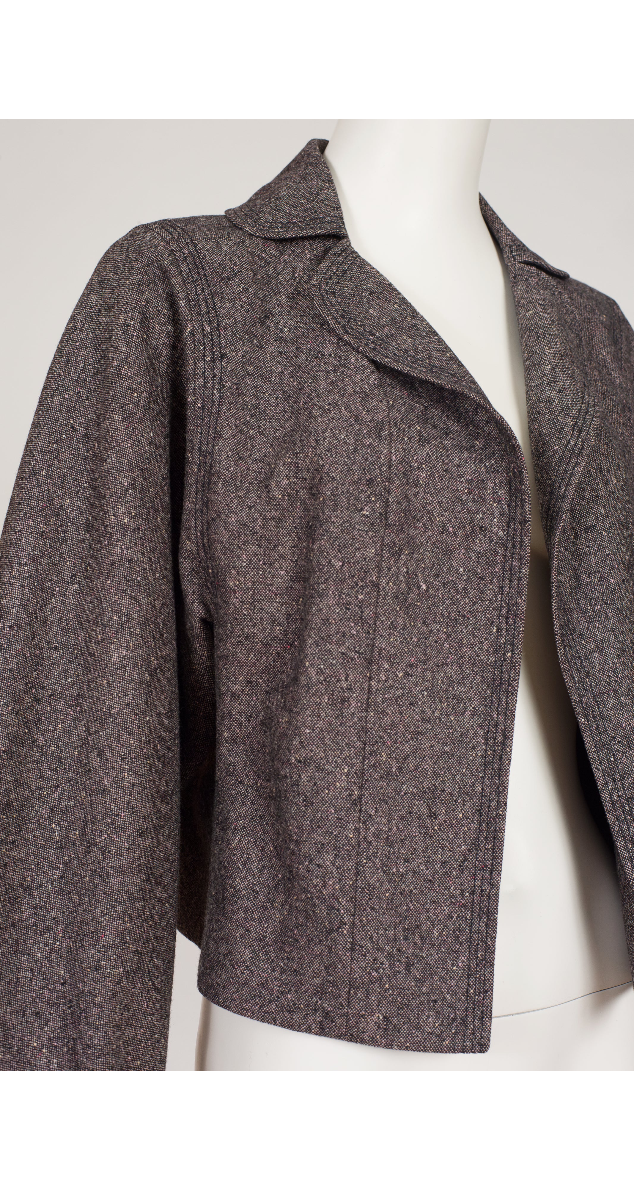 2005-06 F/W Brown Silk & Wool Tweed Balloon Sleeve Jacket