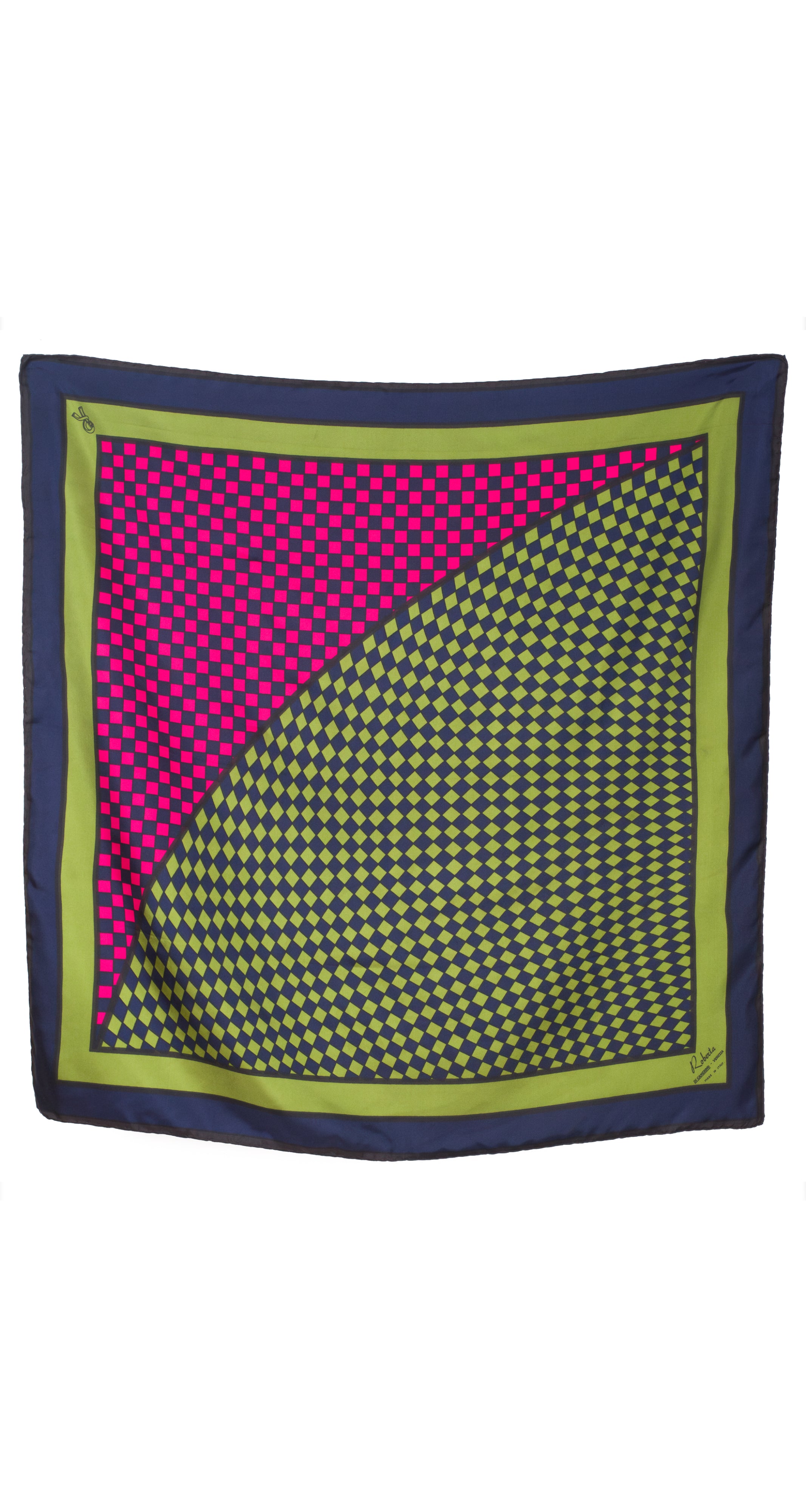 1970s Op-Art Print Silk Twill Scarf