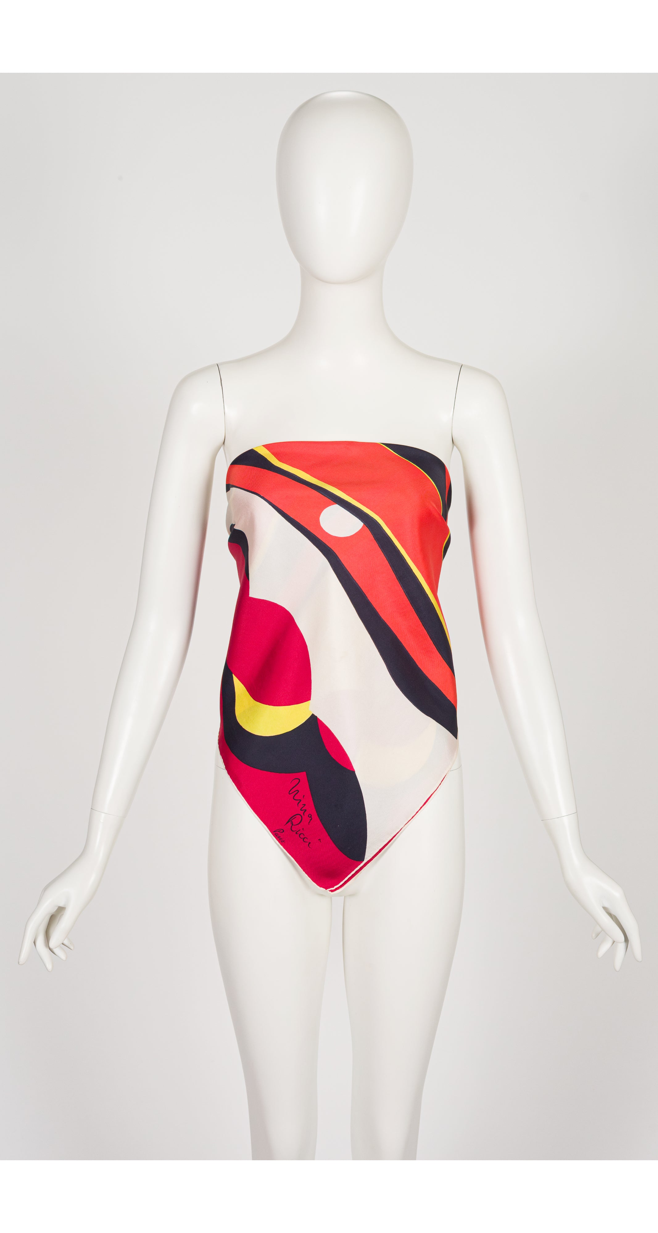 1960s Abstract Sunset Print Silk Twill Scarf