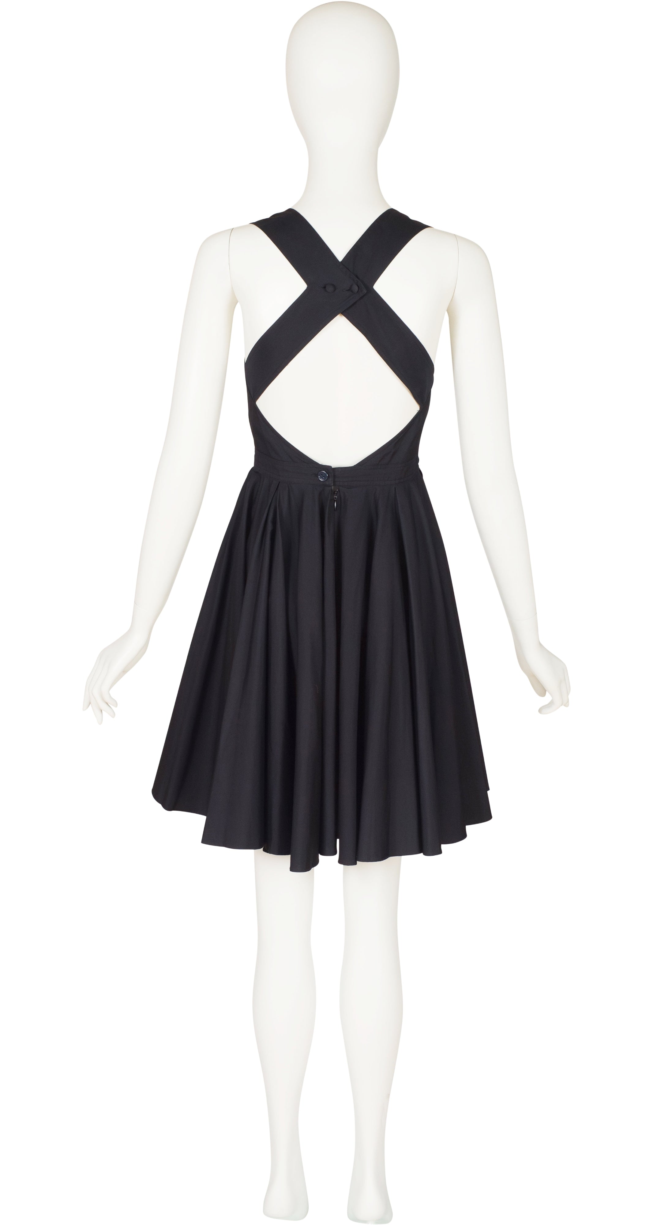 1991 S/S Leaf Bustier Black Cotton Party Dress