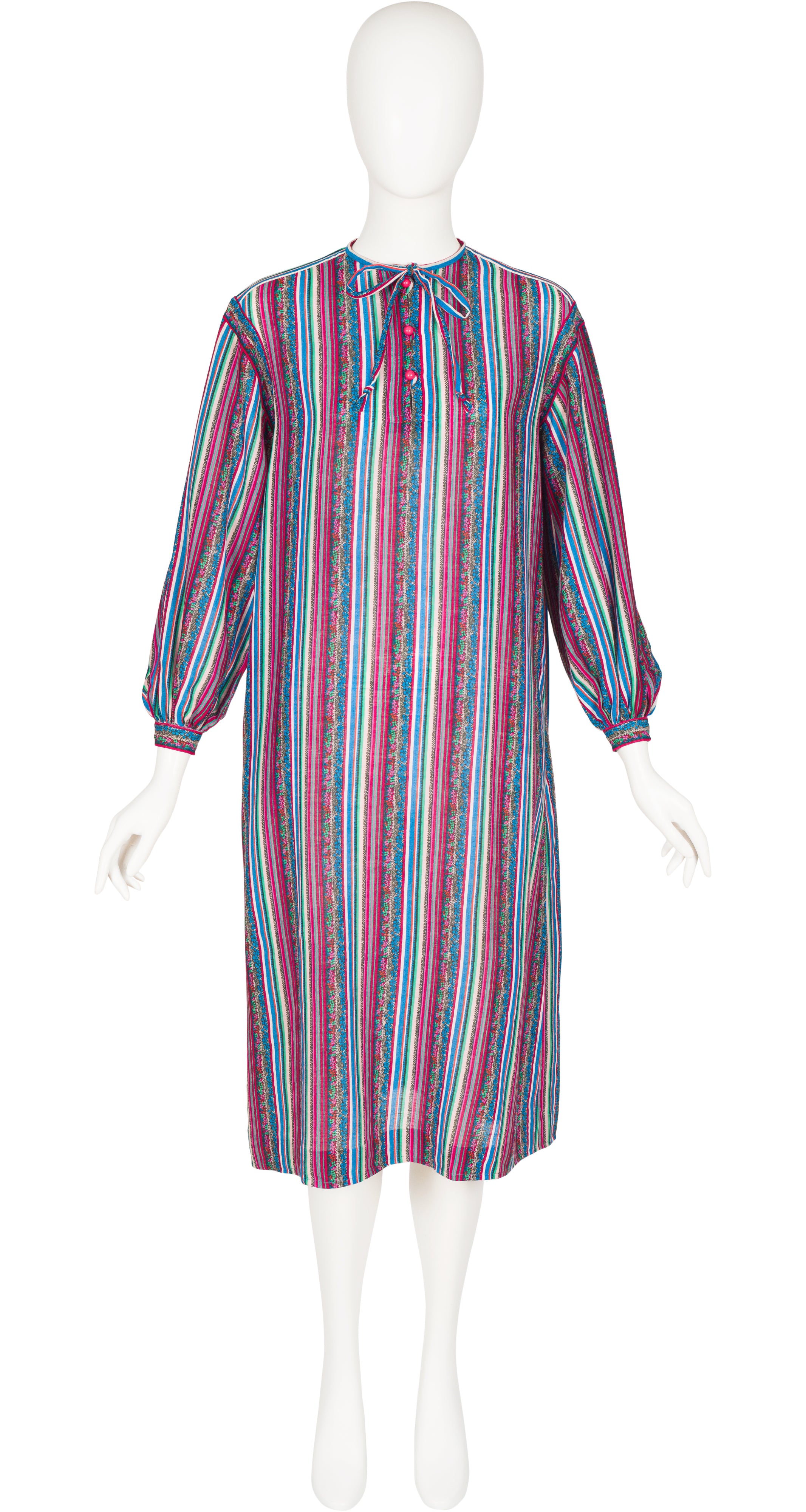 1978 S/S Runway Striped Wool Challis Dress