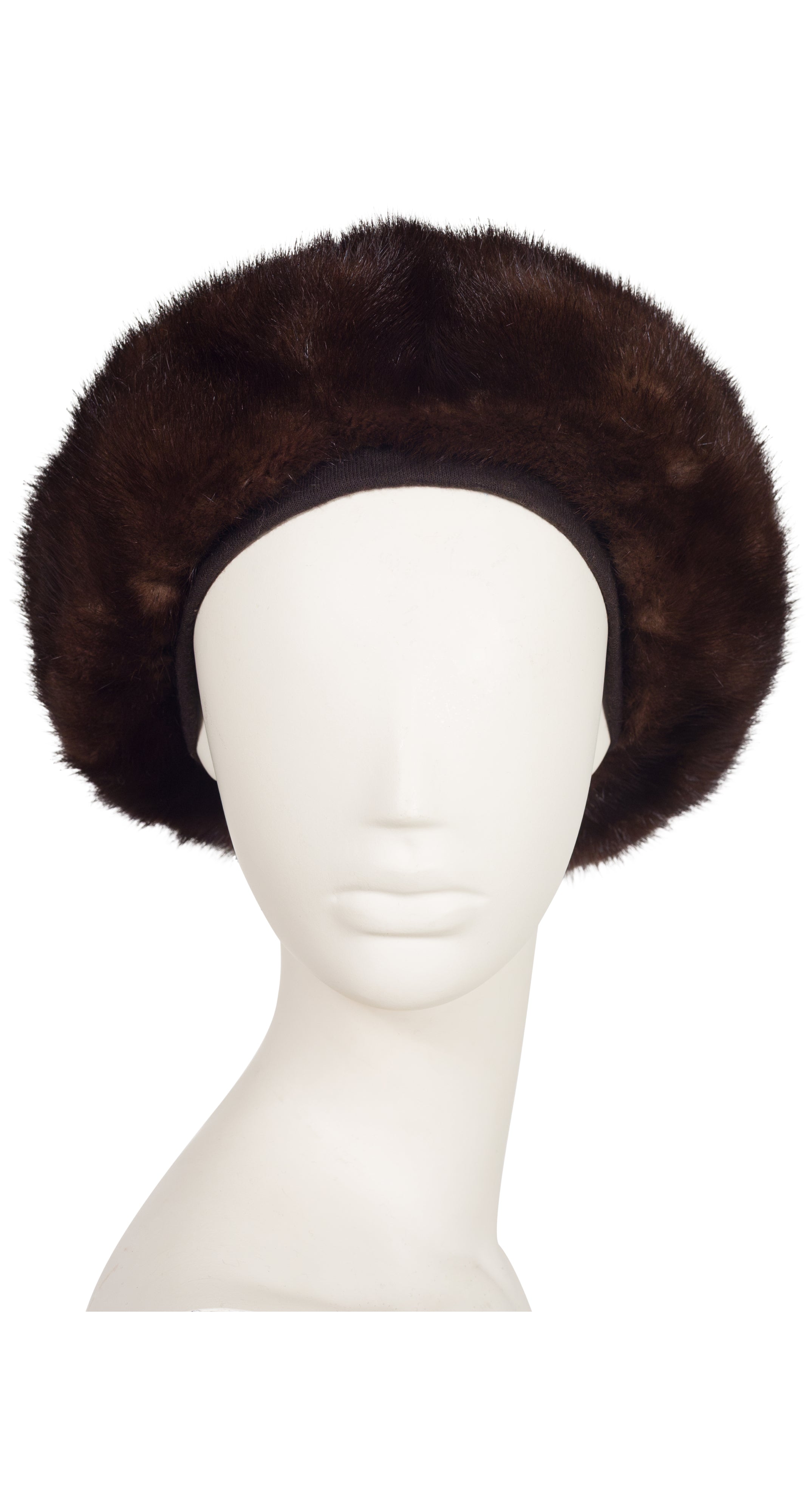 1960s Brown Mink Fur Oversized Beret