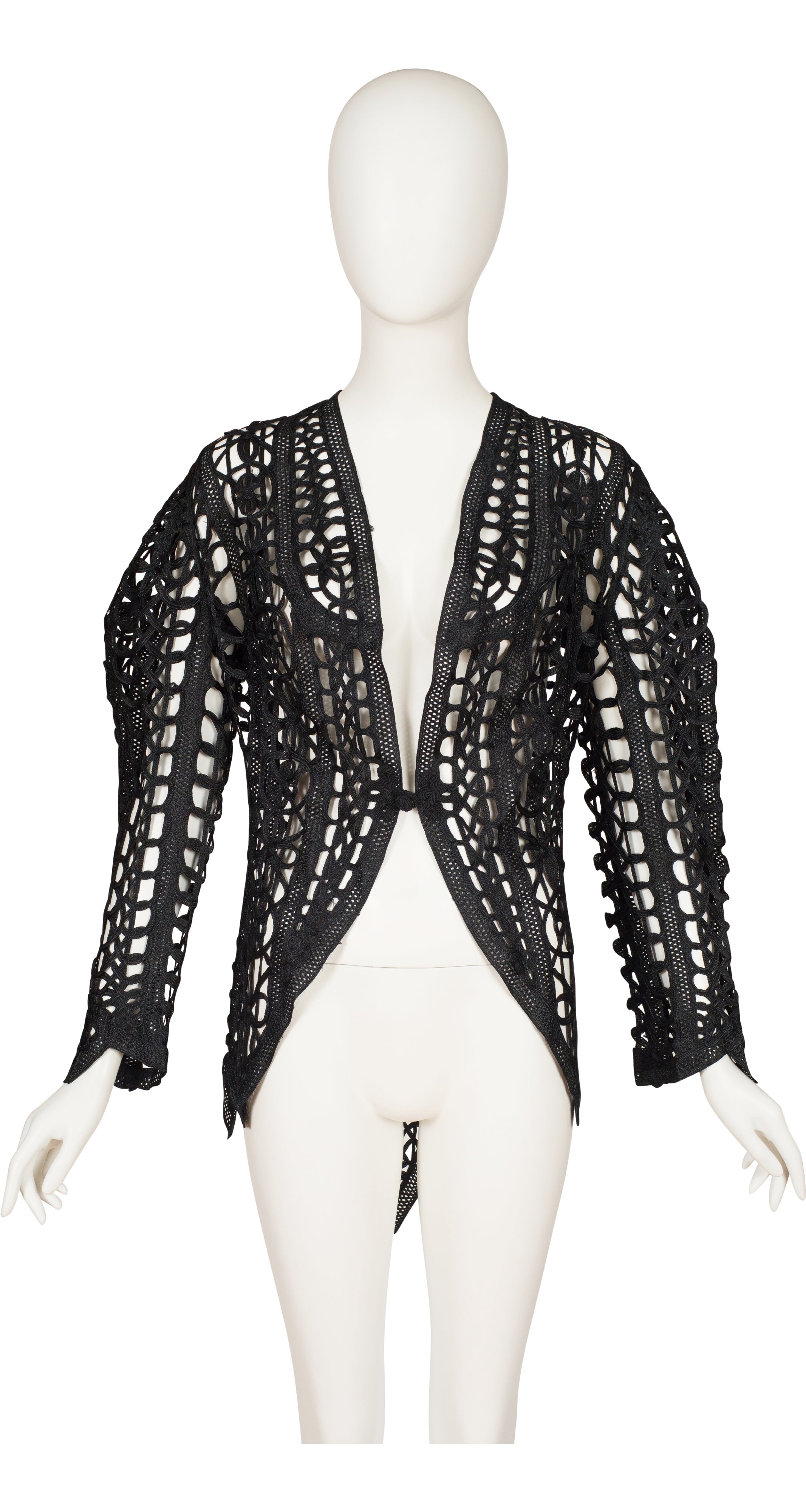 Antique Black Silk Braided Tape Lace Tailcoat Jacket