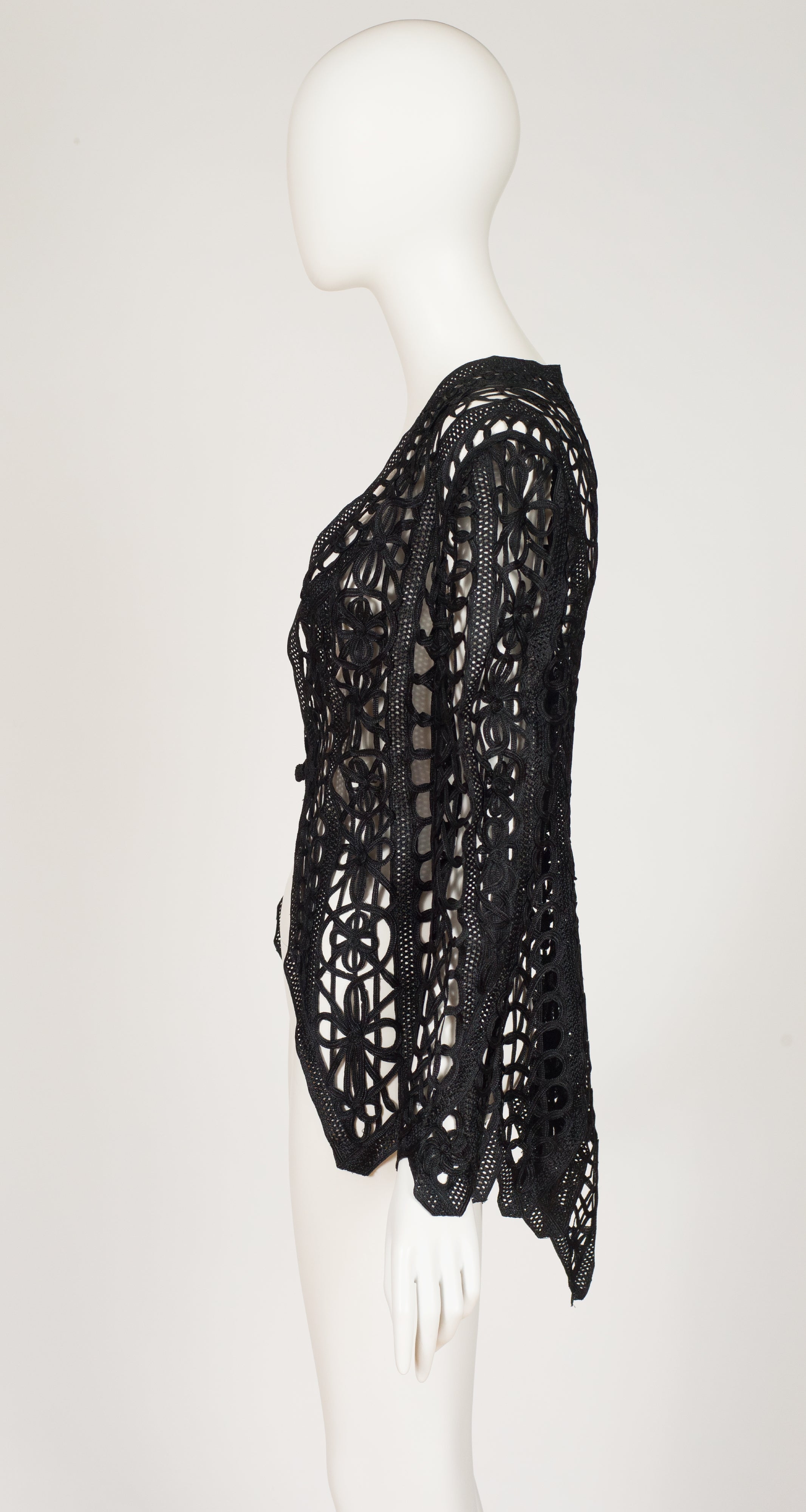 Antique Black Silk Braided Tape Lace Tailcoat Jacket