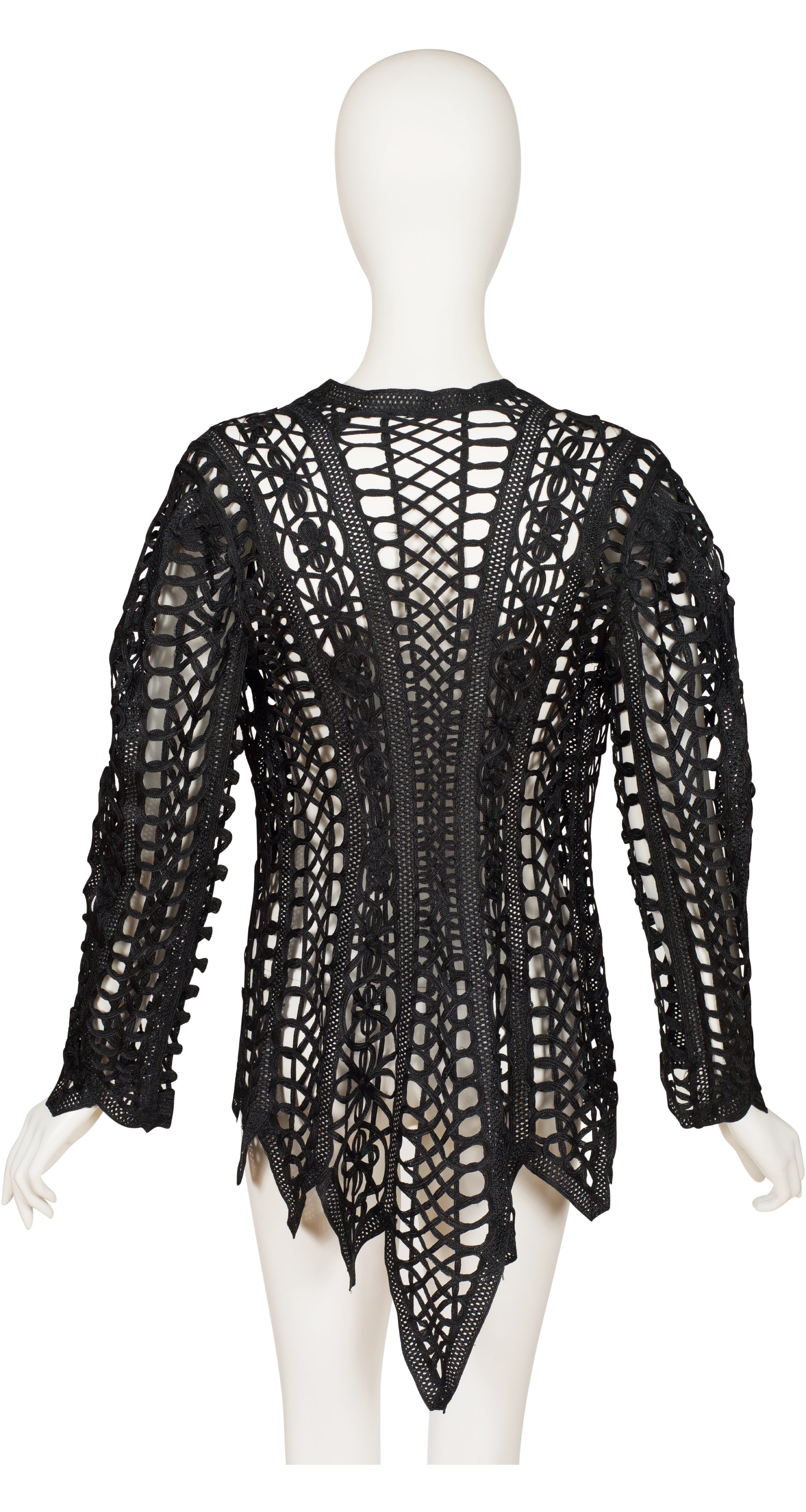 Antique Black Silk Braided Tape Lace Tailcoat Jacket