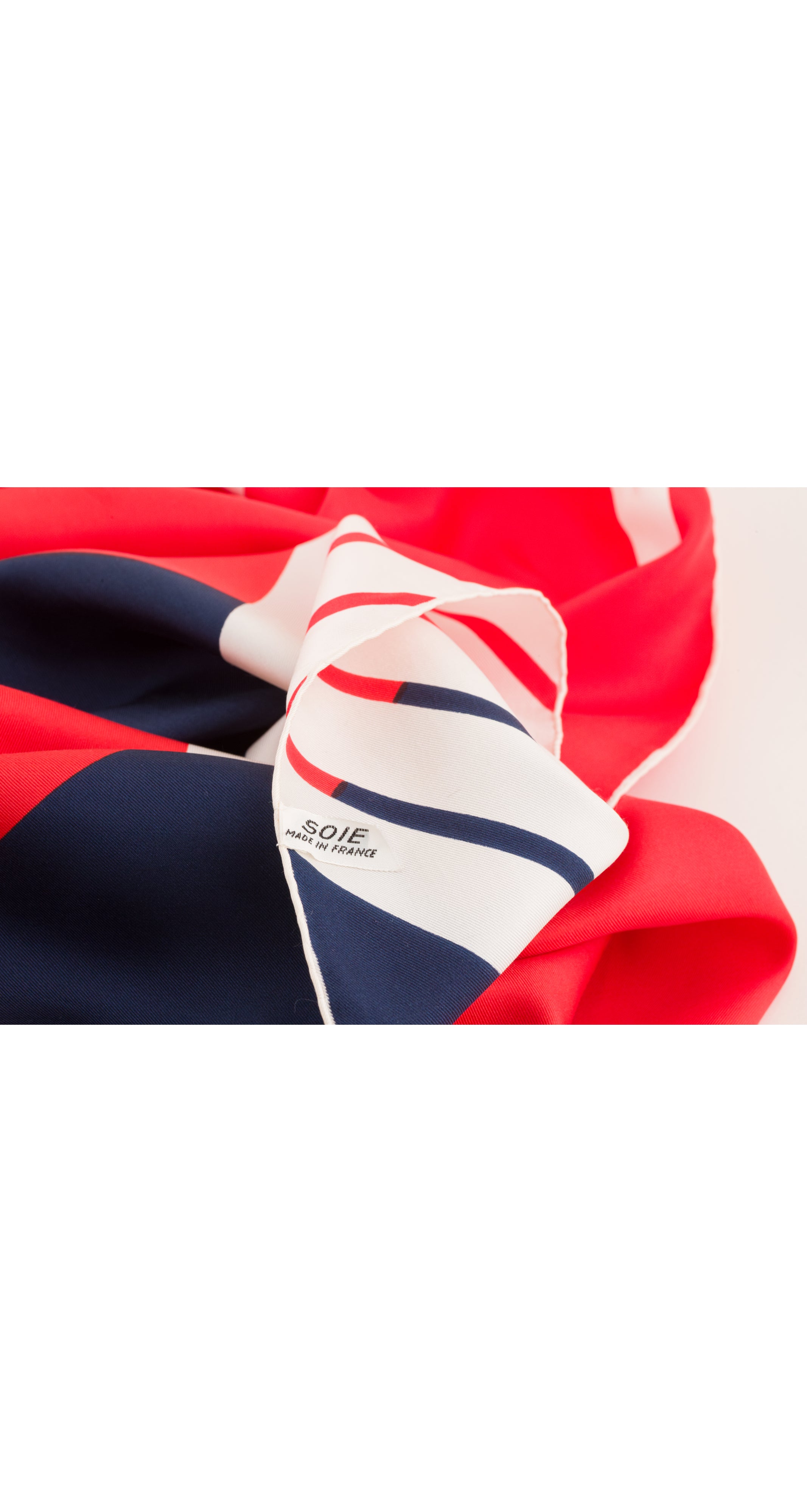 Nina Ricci 1960s Chevron Red & Navy Silk Twill Long Scarf