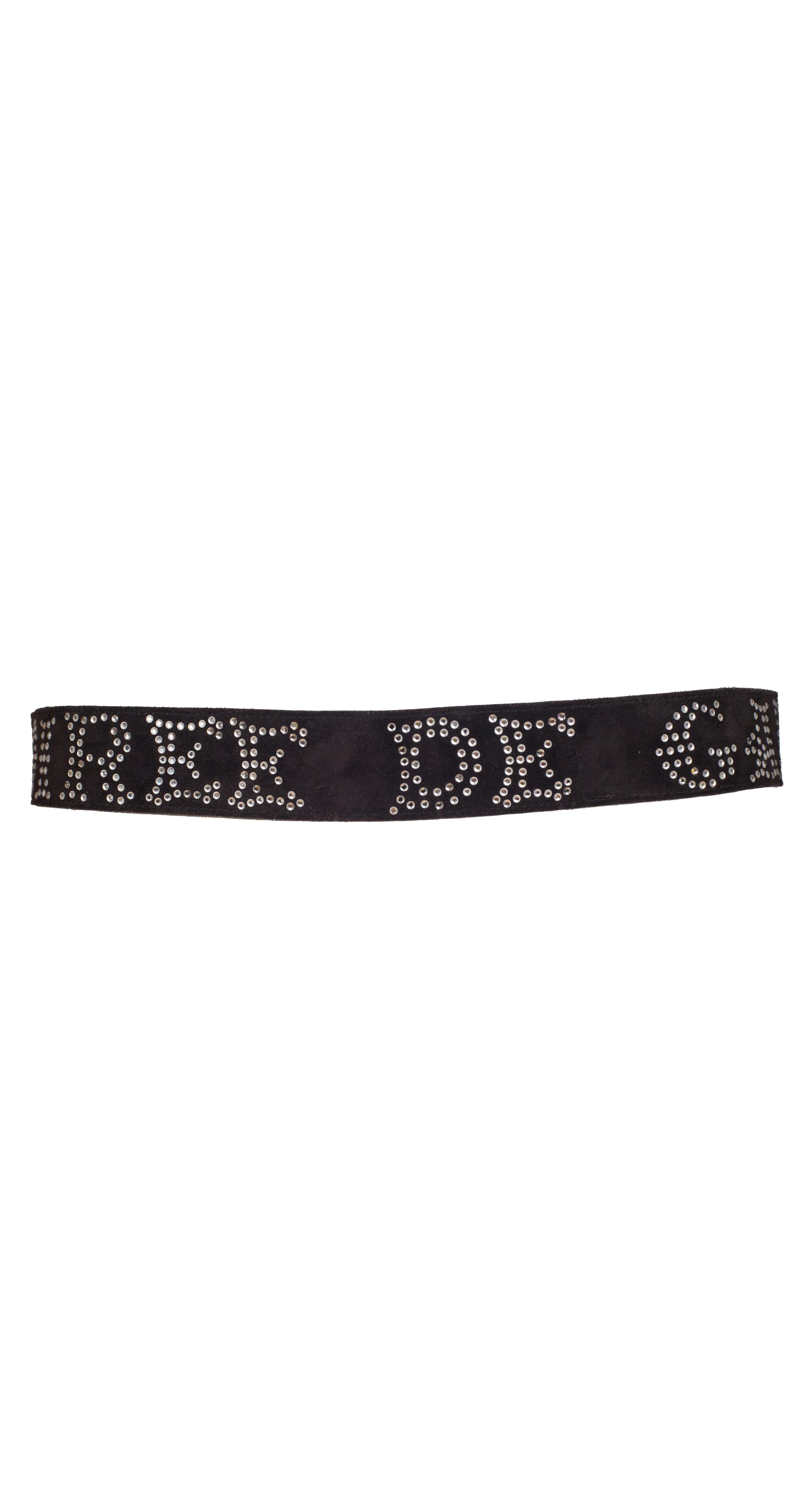 1980s "SOIREE DE GALA" Rhinestone Black Suede Belt