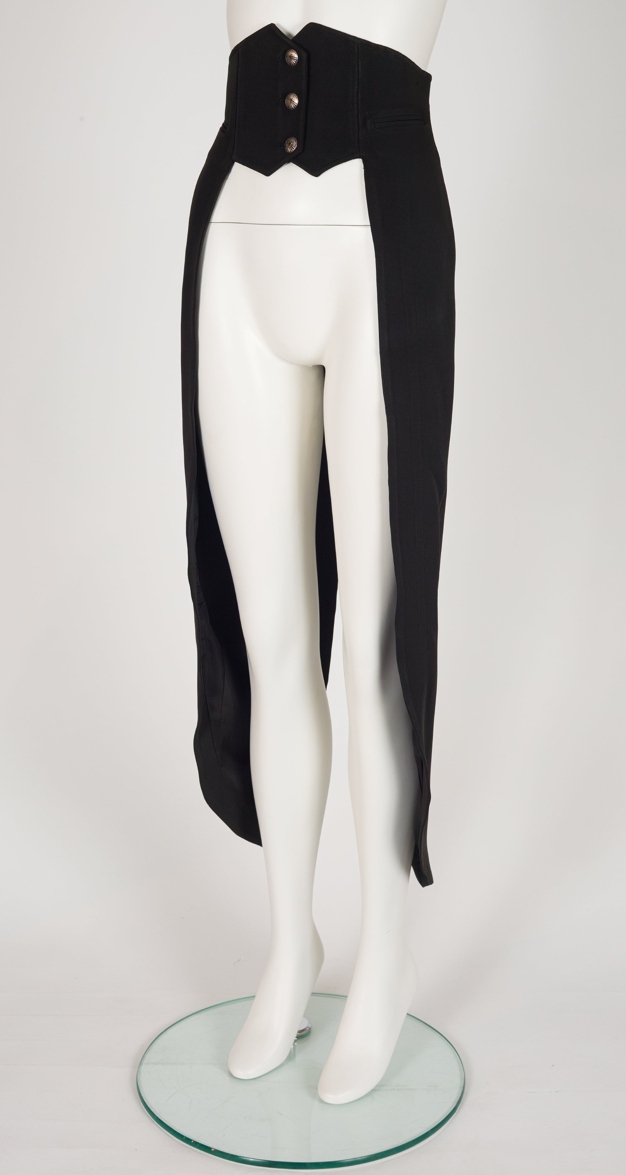 1992 F/W Black Rayon Crepe Tails Belt