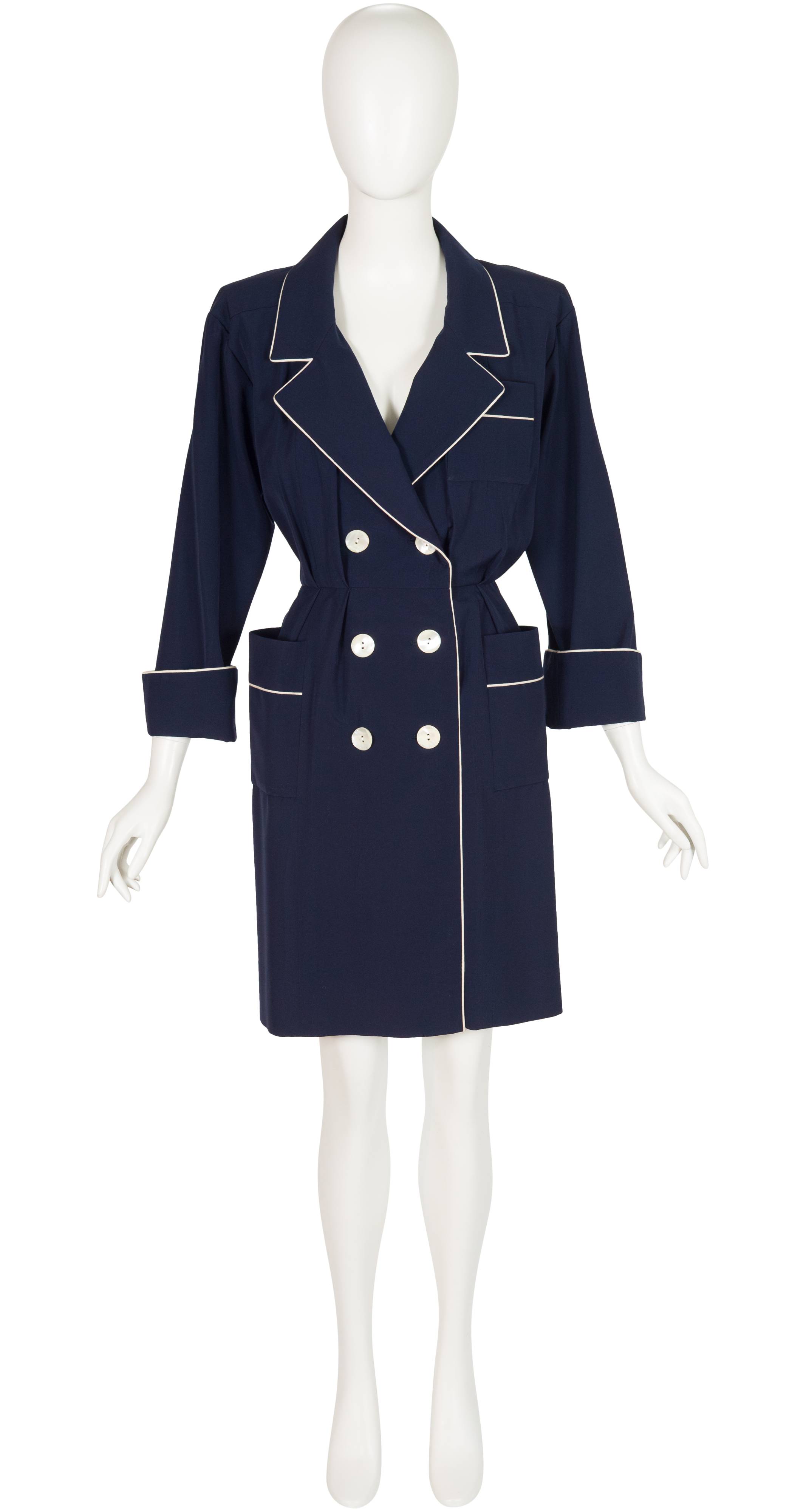 1991 Cruise Navy Wool Double-Breasted Blazer Dress
