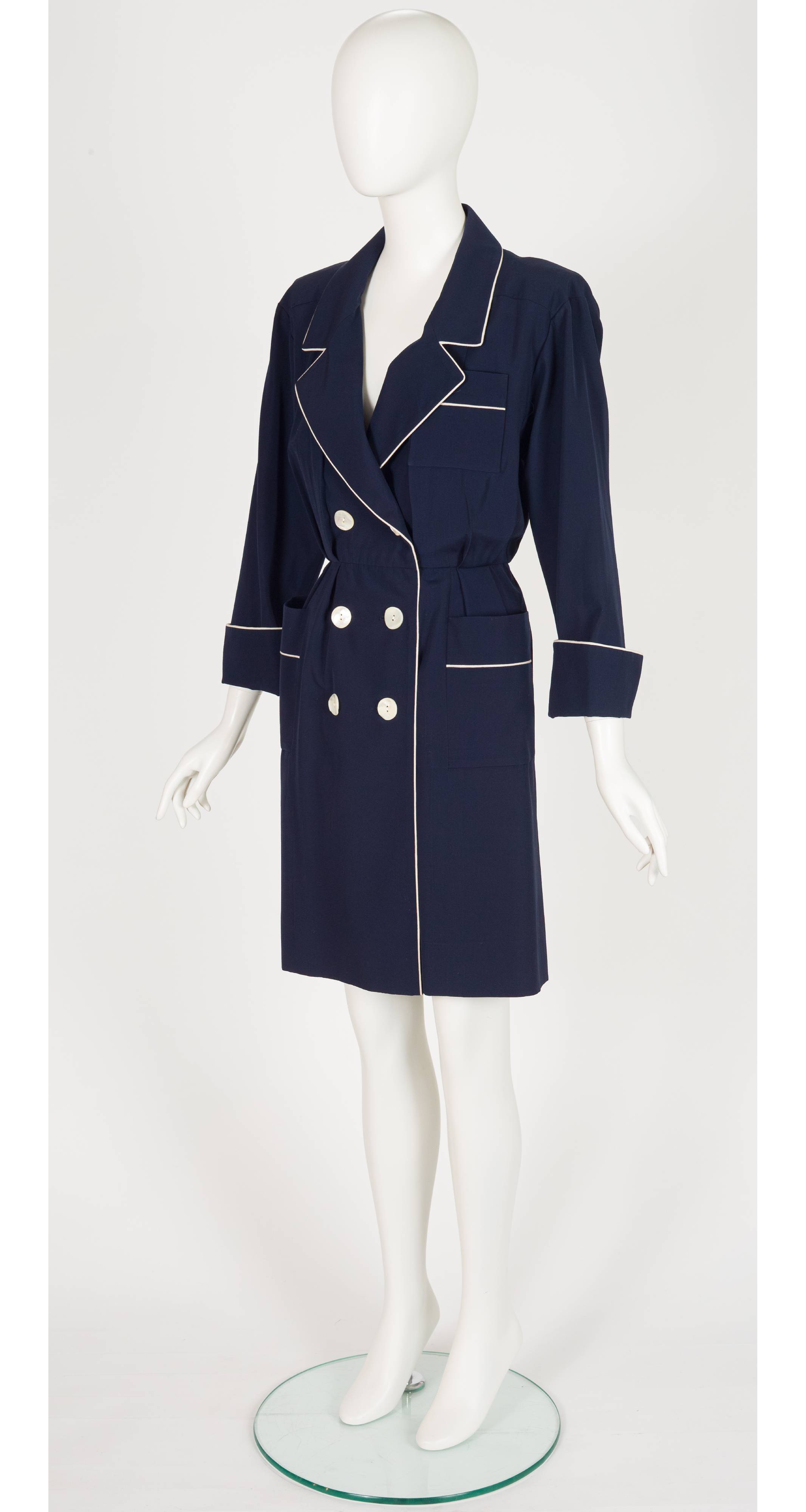 1991 Cruise Navy Wool Double-Breasted Blazer Dress