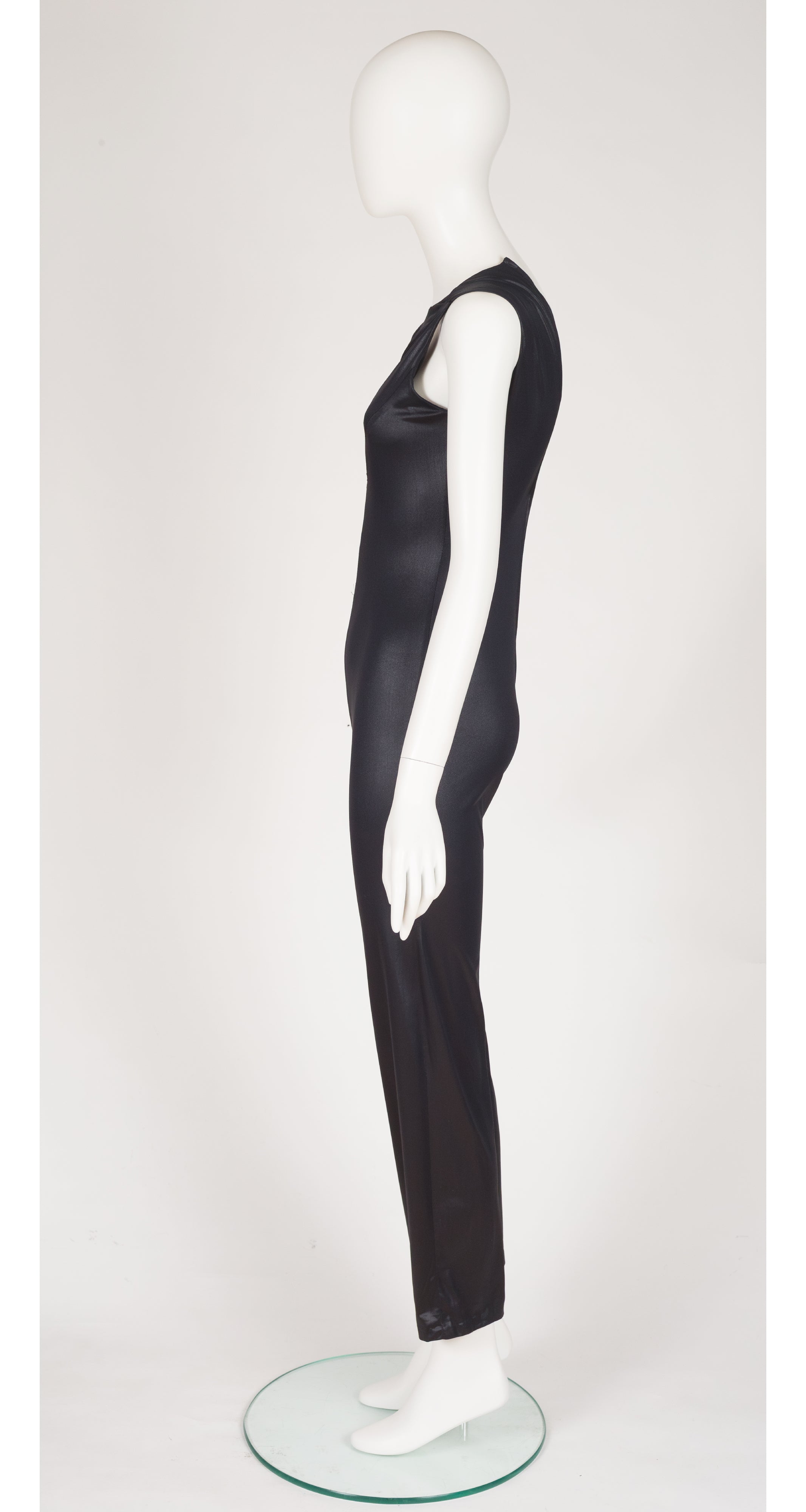 1970s Black Cut-Out Wetlook Catsuit