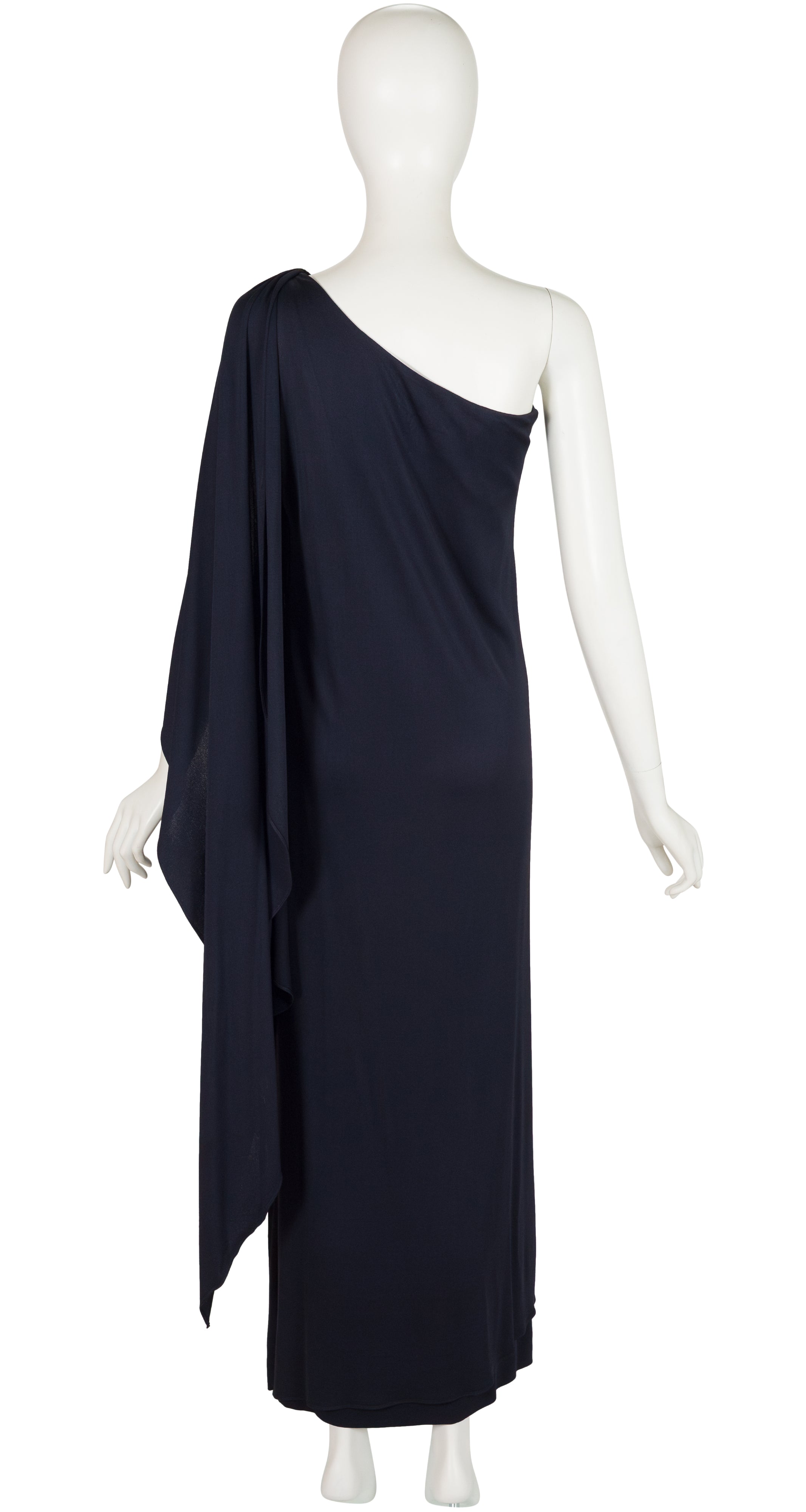 1975-76 F/W Black Jersey One-Shoulder Grecian Gown