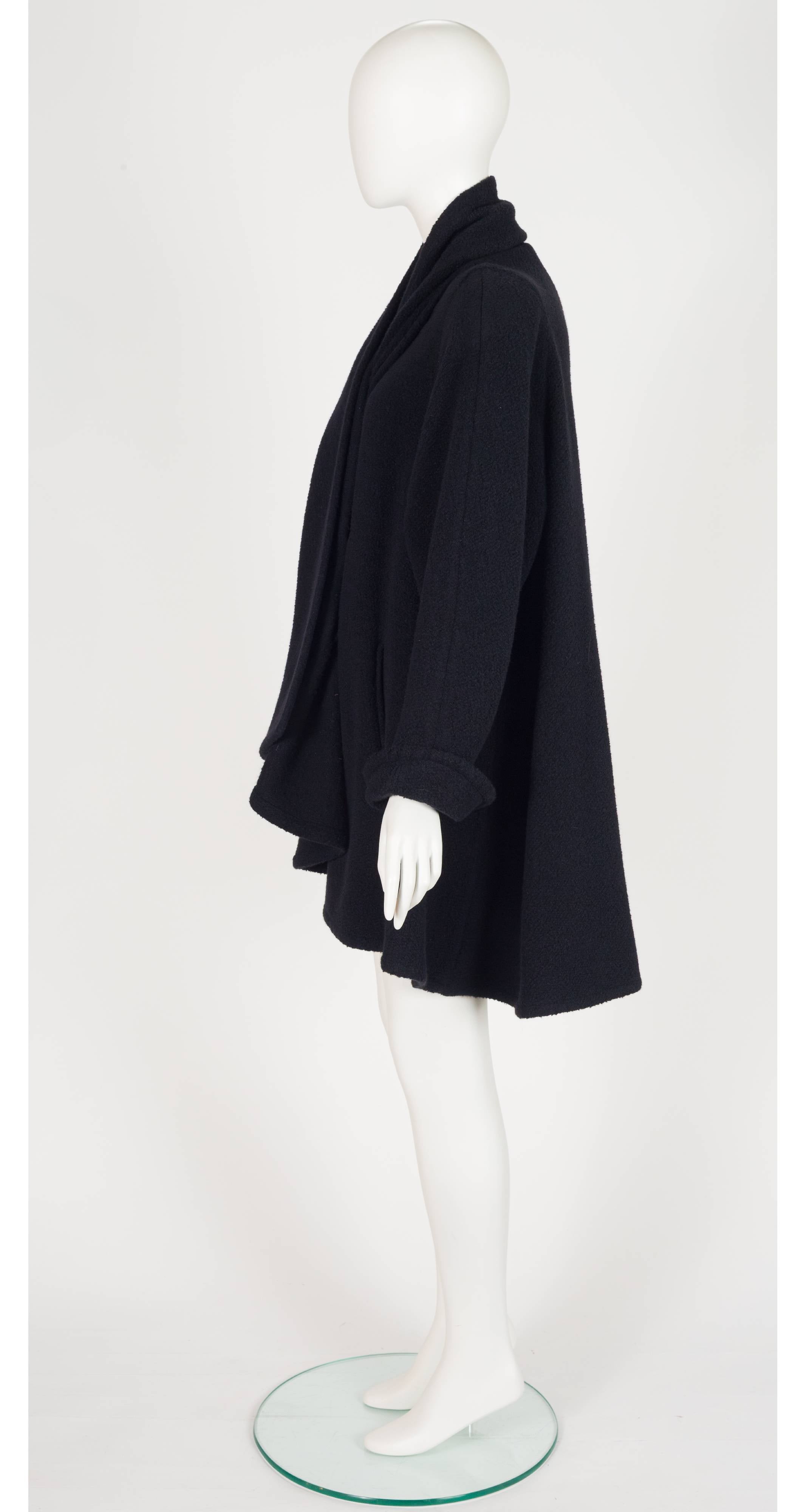 1990-91 F/W Black Angora & Cashmere Swing Scarf Coat