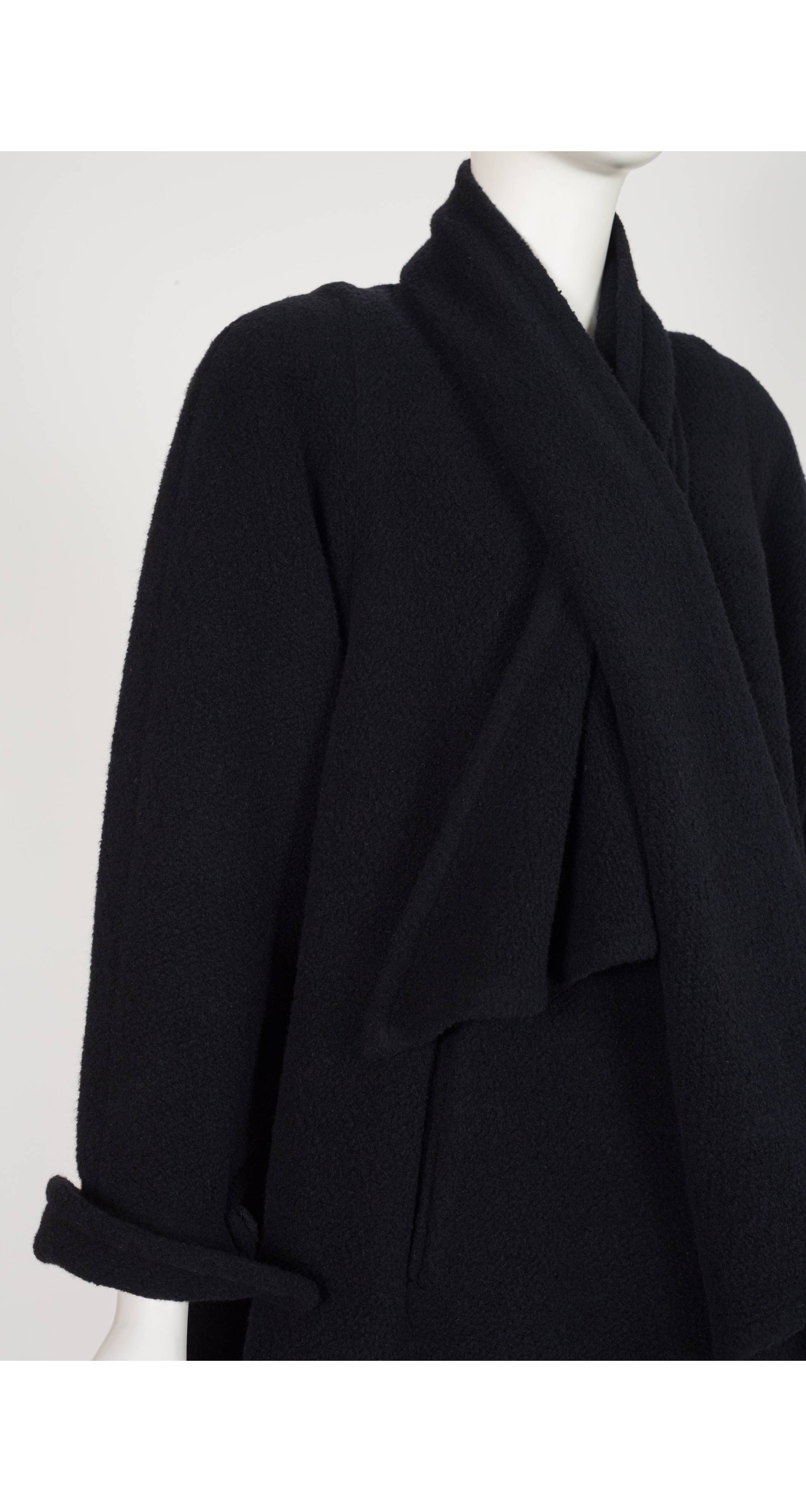 1990-91 F/W Black Angora & Cashmere Swing Scarf Coat