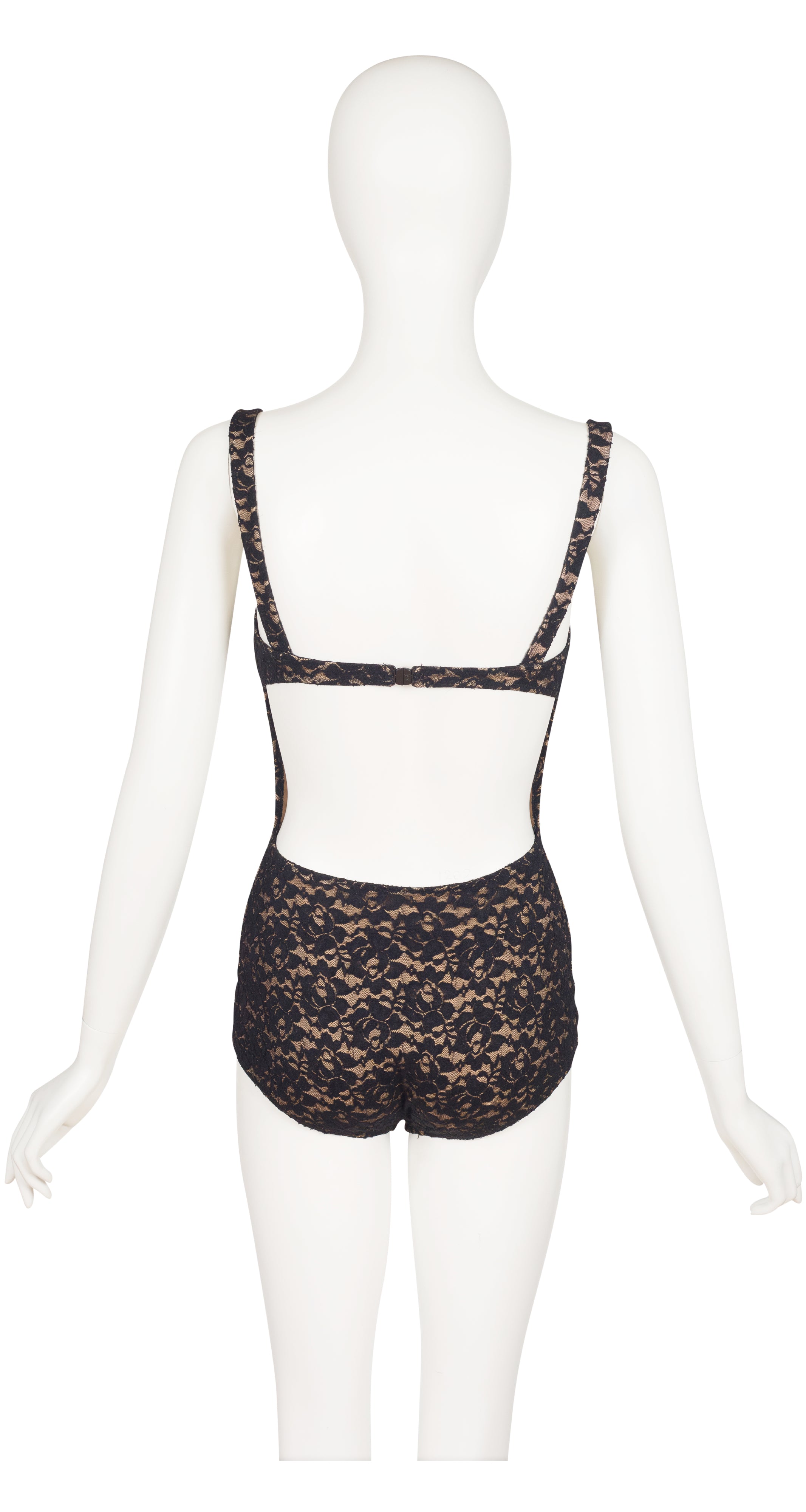 2000s Reissue Lace Nude Illusion One-Piece Swimsuit