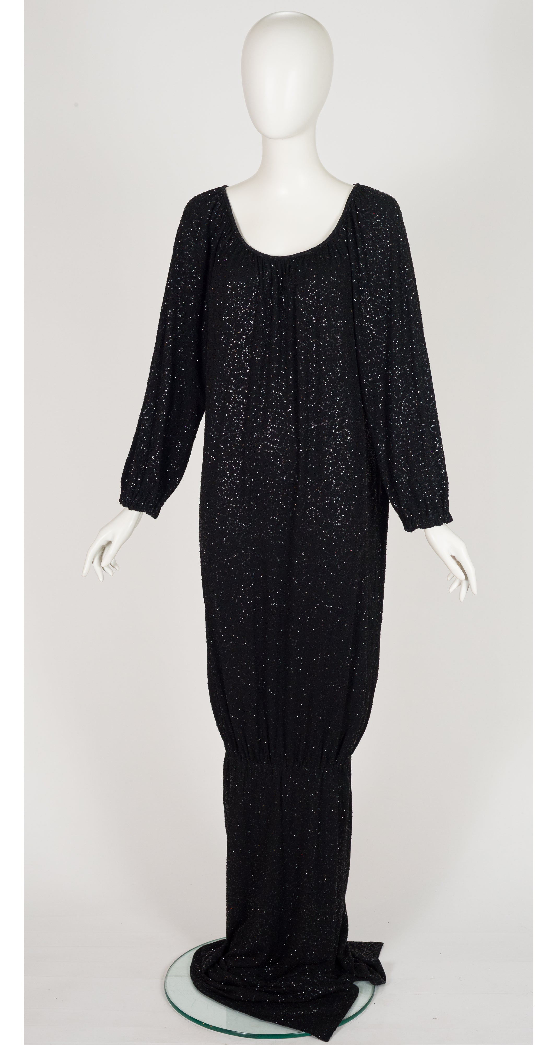 1985-86 F/W Black Glitter Jersey Convertible Evening Dress