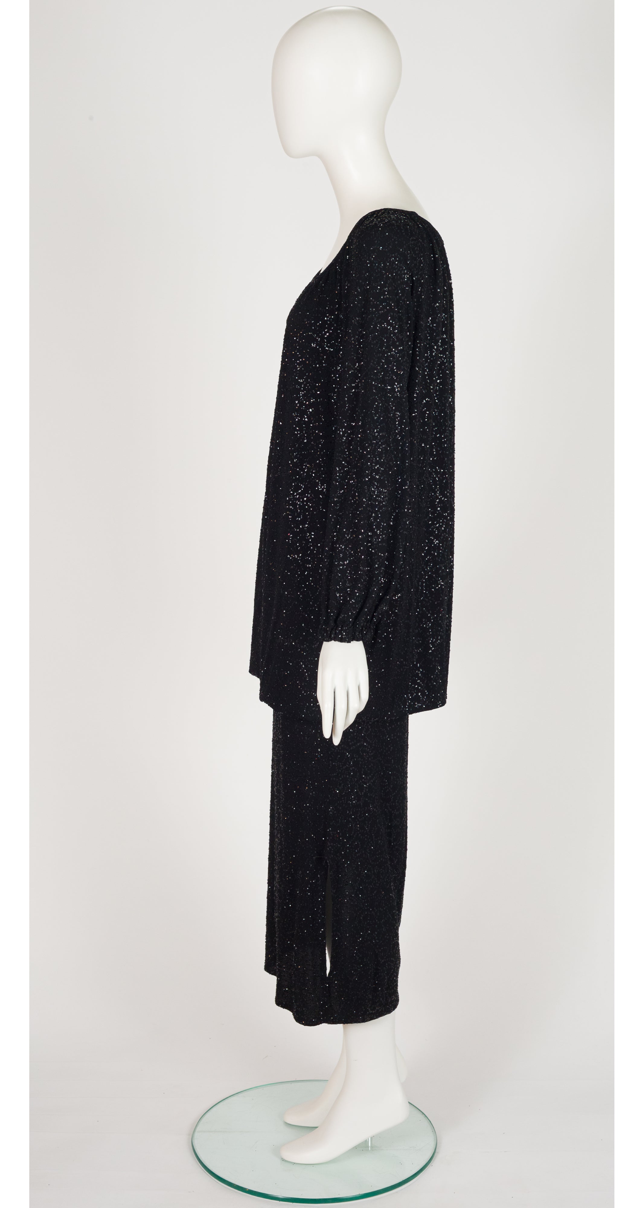 1985-86 F/W Black Glitter Jersey Convertible Evening Dress