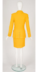 1989 S/S Canary Yellow Wool Tweed Skirt Suit