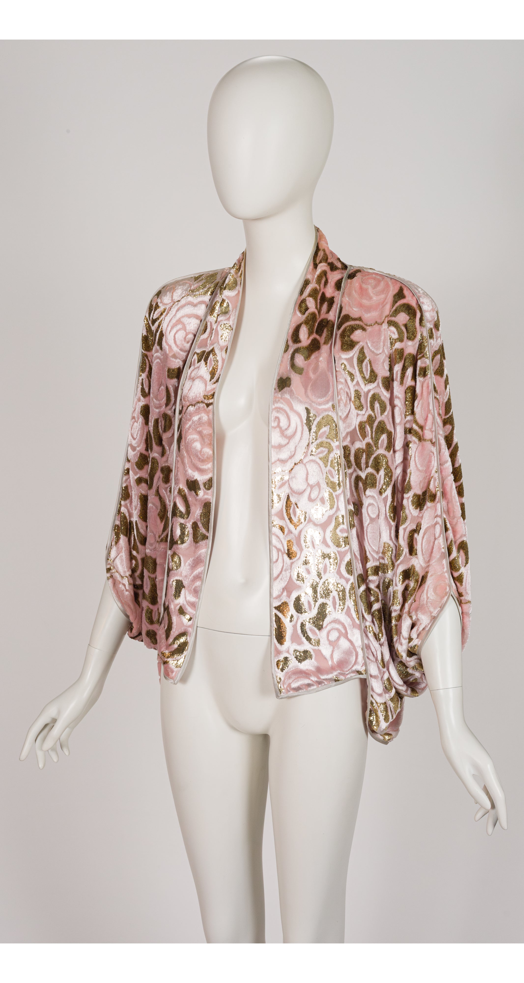 1980s Floral Lurex Burnout Velvet Batwing Jacket