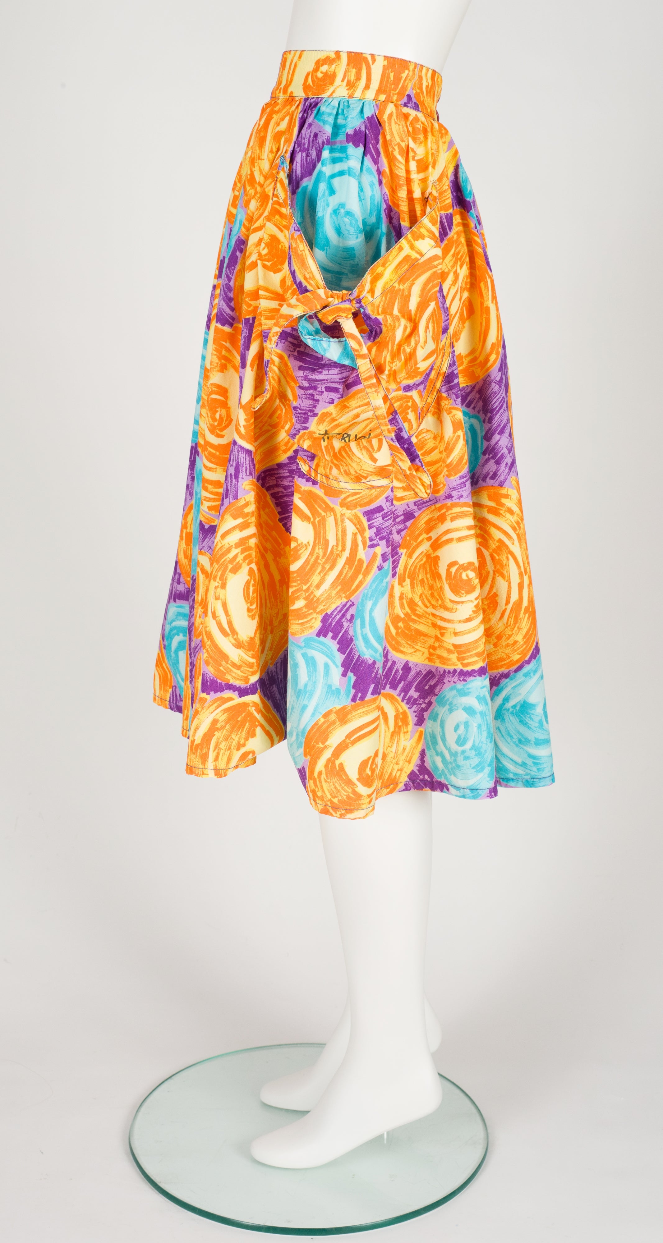 1980s Abstract Print Cotton Pocket Skirt