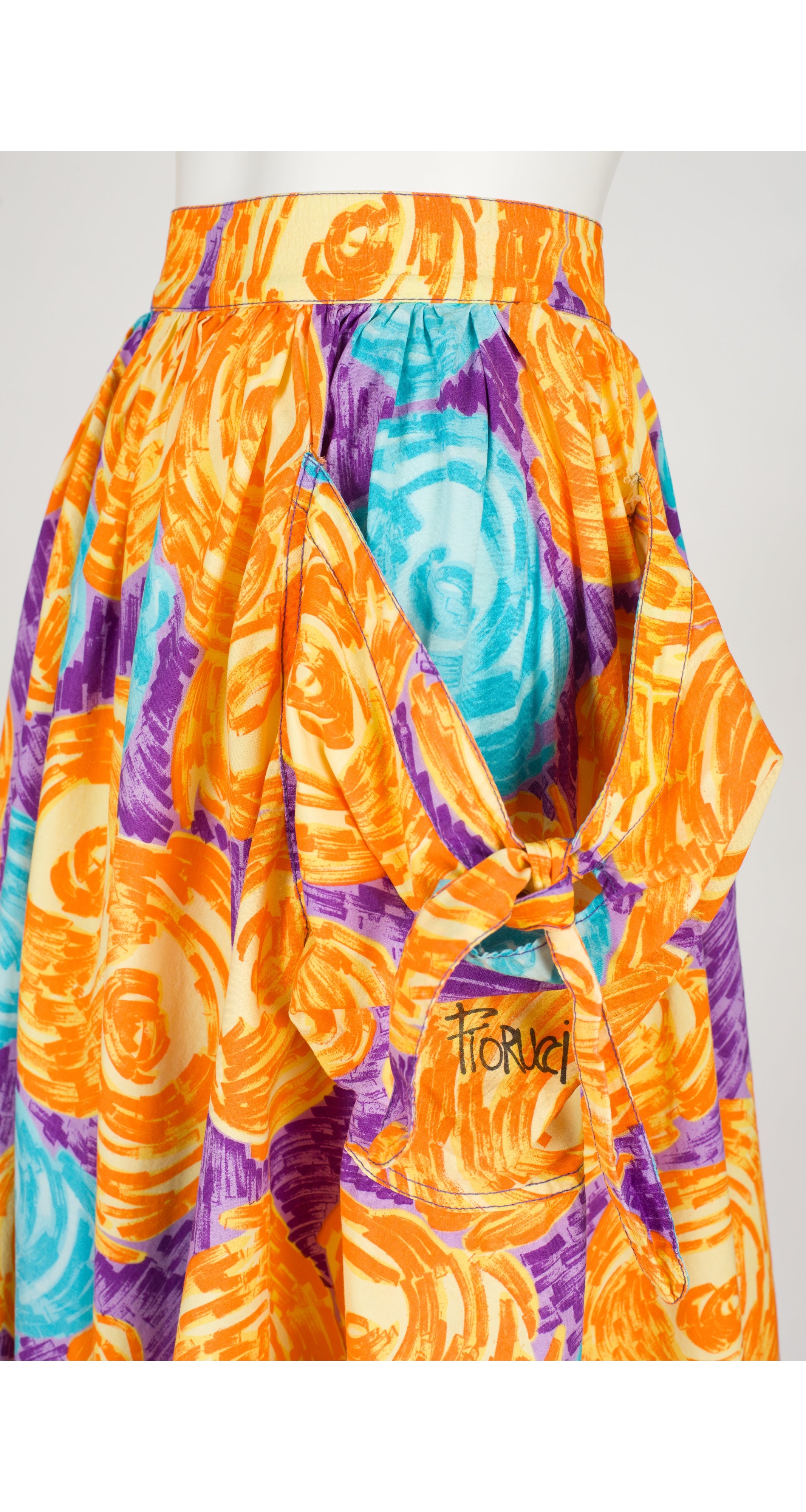 1980s Abstract Print Cotton Pocket Skirt