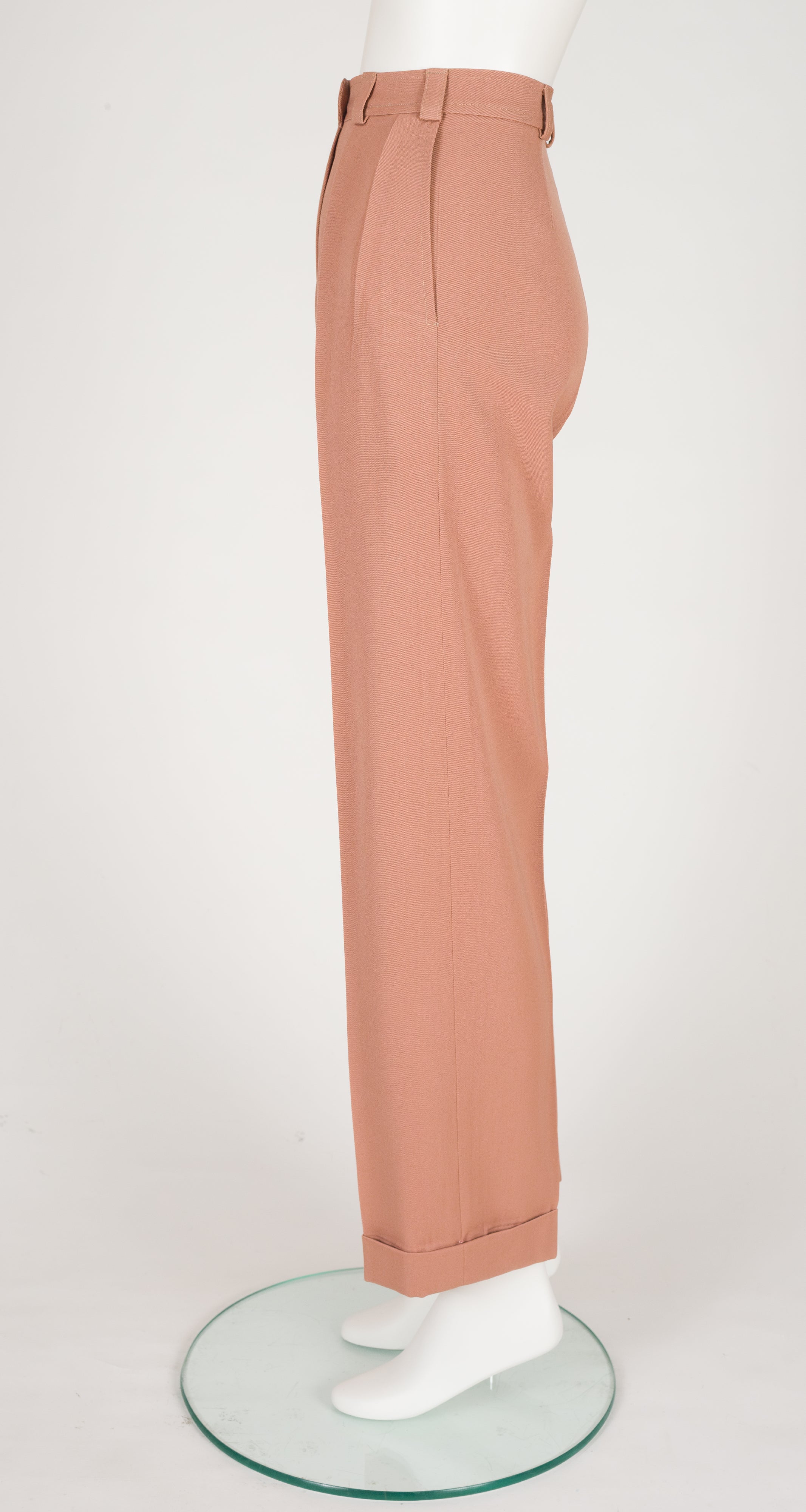 1972 Beige Wool Gabardine Straight-Leg Trousers