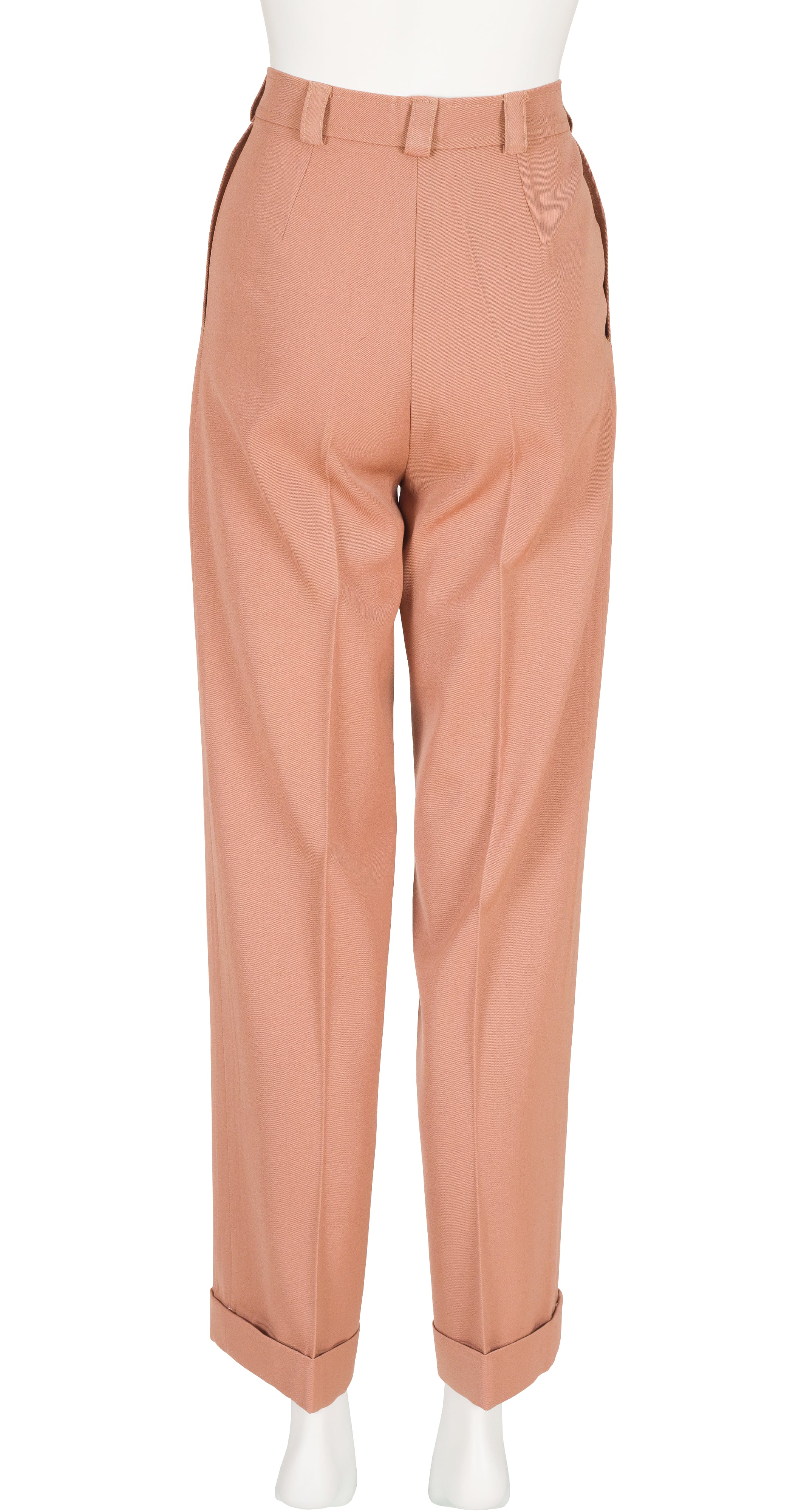 1972 Beige Wool Gabardine Straight-Leg Trousers