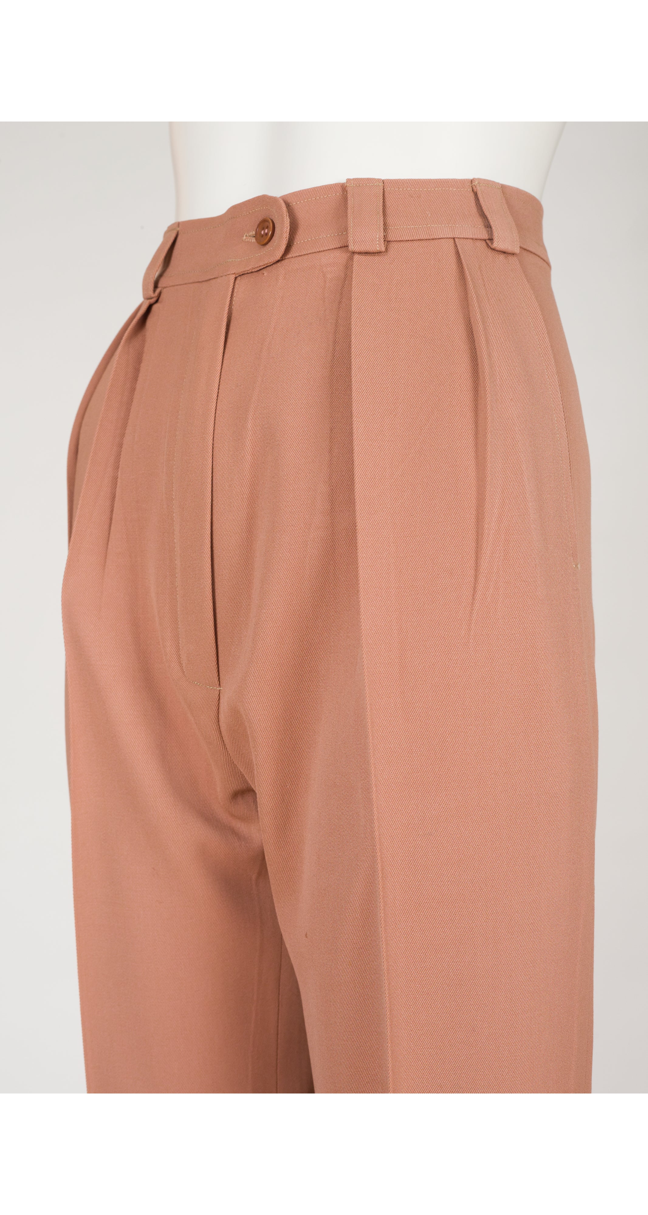1972 Beige Wool Gabardine Straight-Leg Trousers