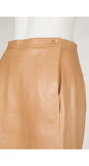 1990s Supple Beige Leather Pencil Skirt
