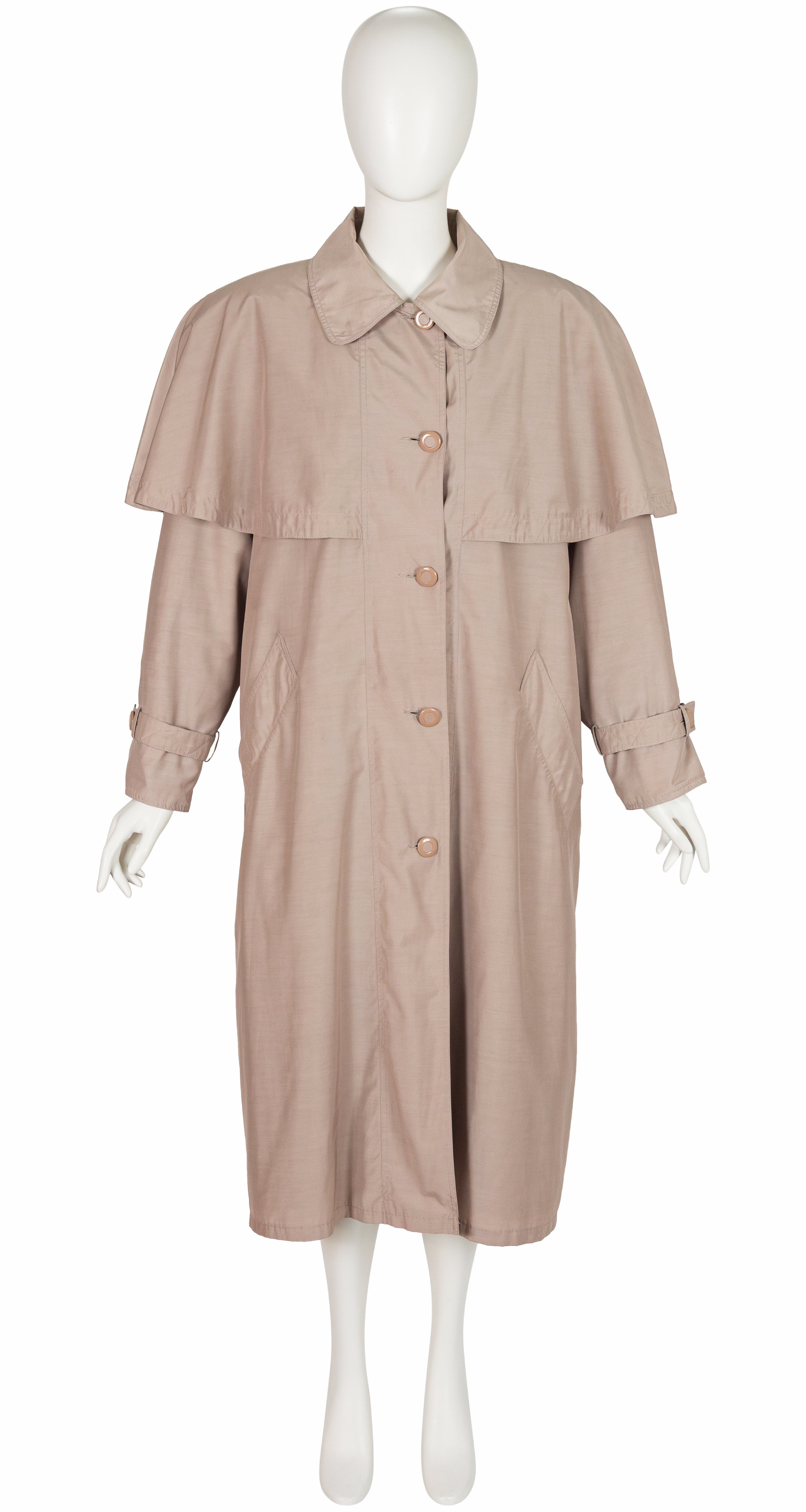 1980s Beige Fur-Lined Oversized Capelet Raincoat