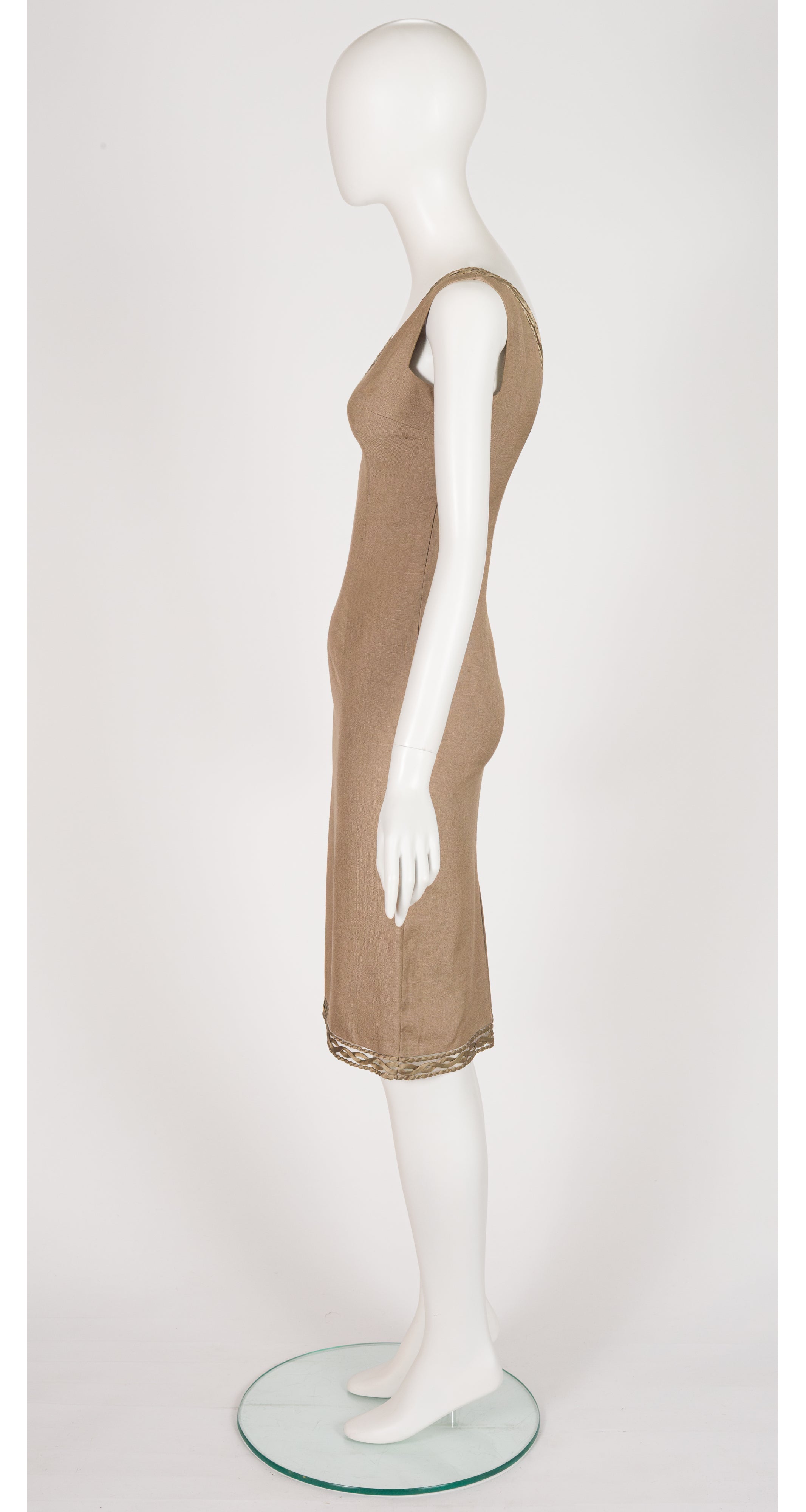 2000 S/S Beige Soutache Trim Sheath Dress
