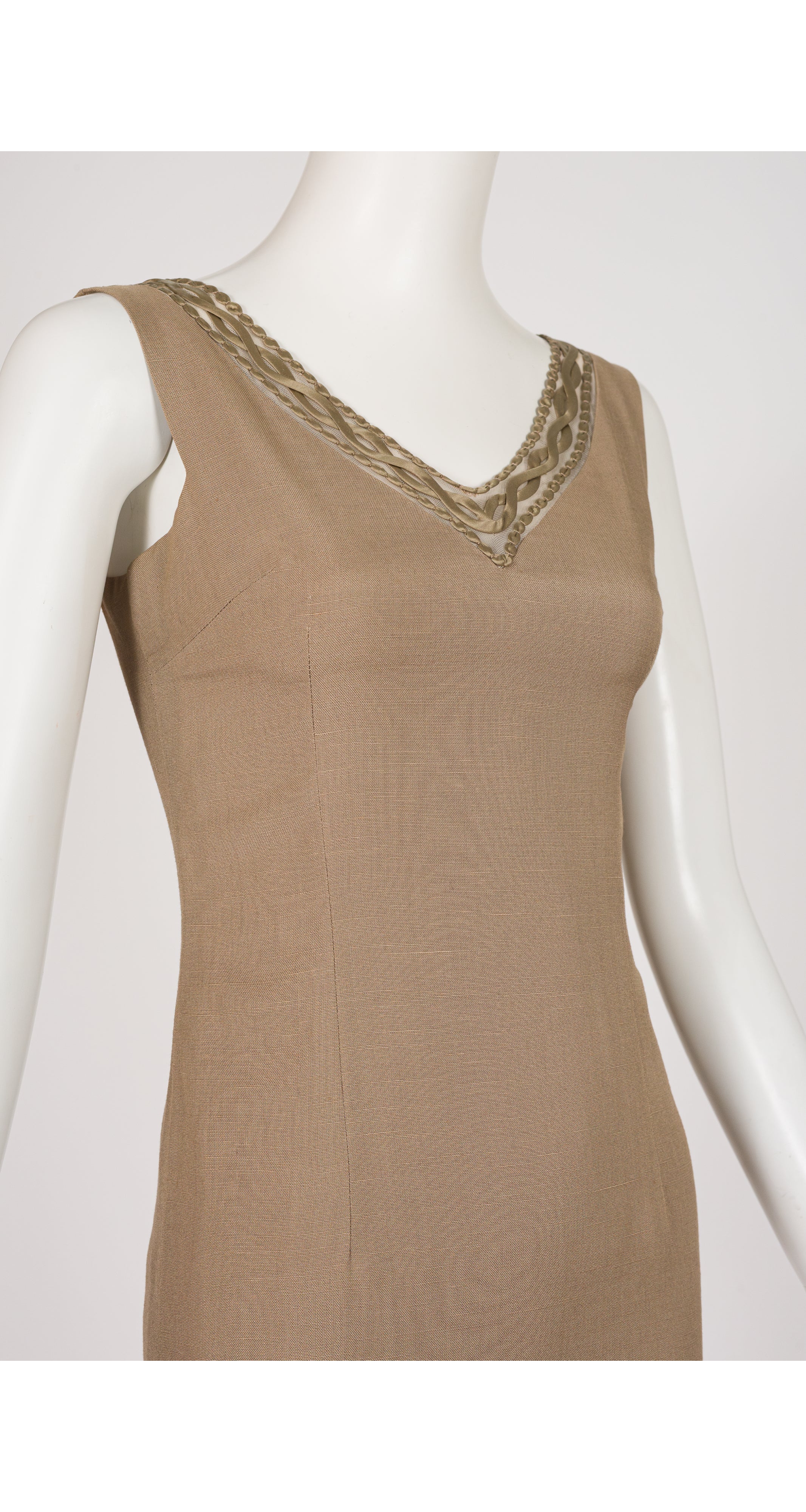 2000 S/S Beige Soutache Trim Sheath Dress