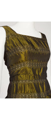 1950s Gold Lurex Iridescent Rayon Taffeta Evening Gown