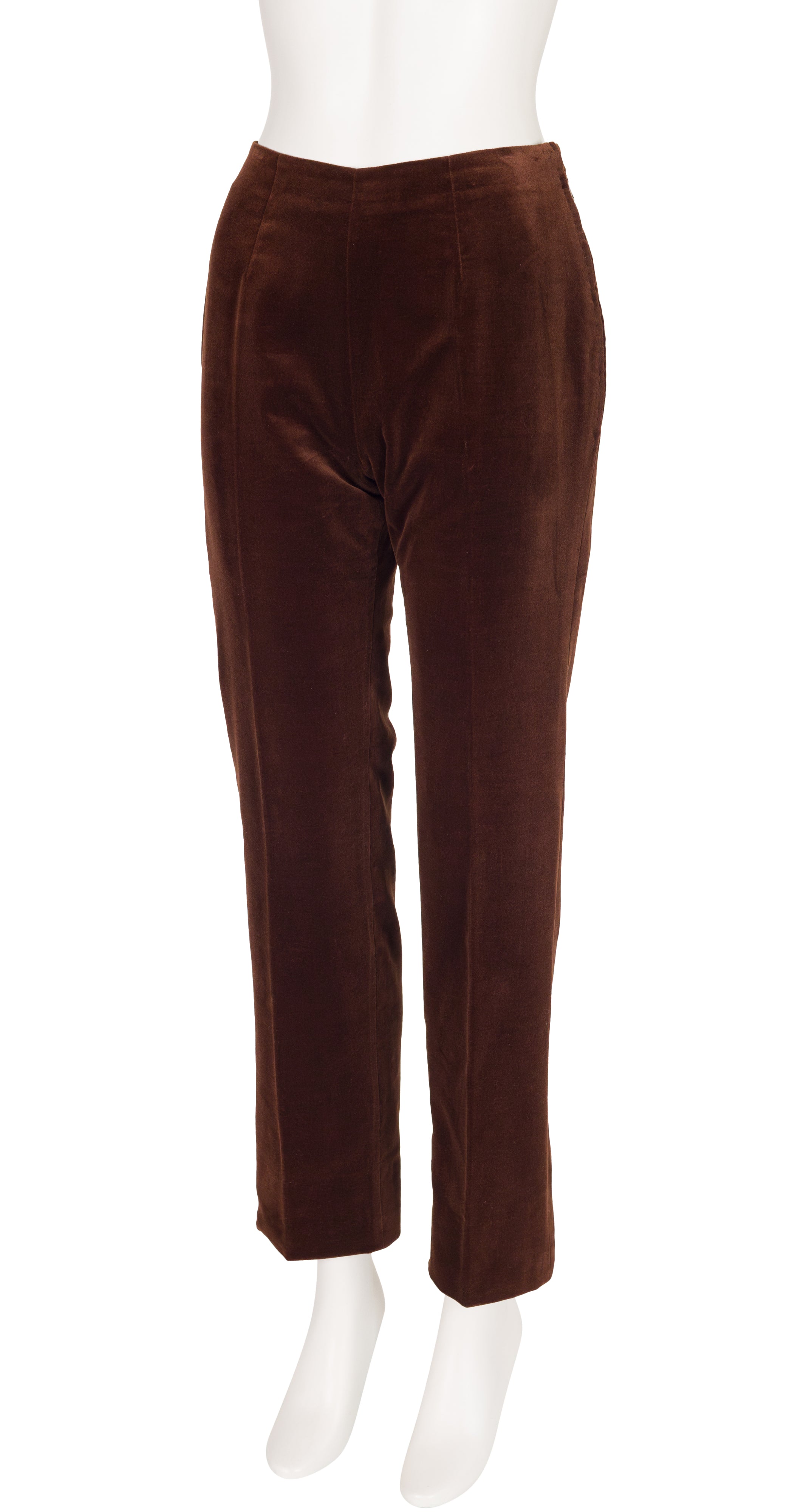 1960s Brown Cotton Velvet Frog Closure Pant Suit