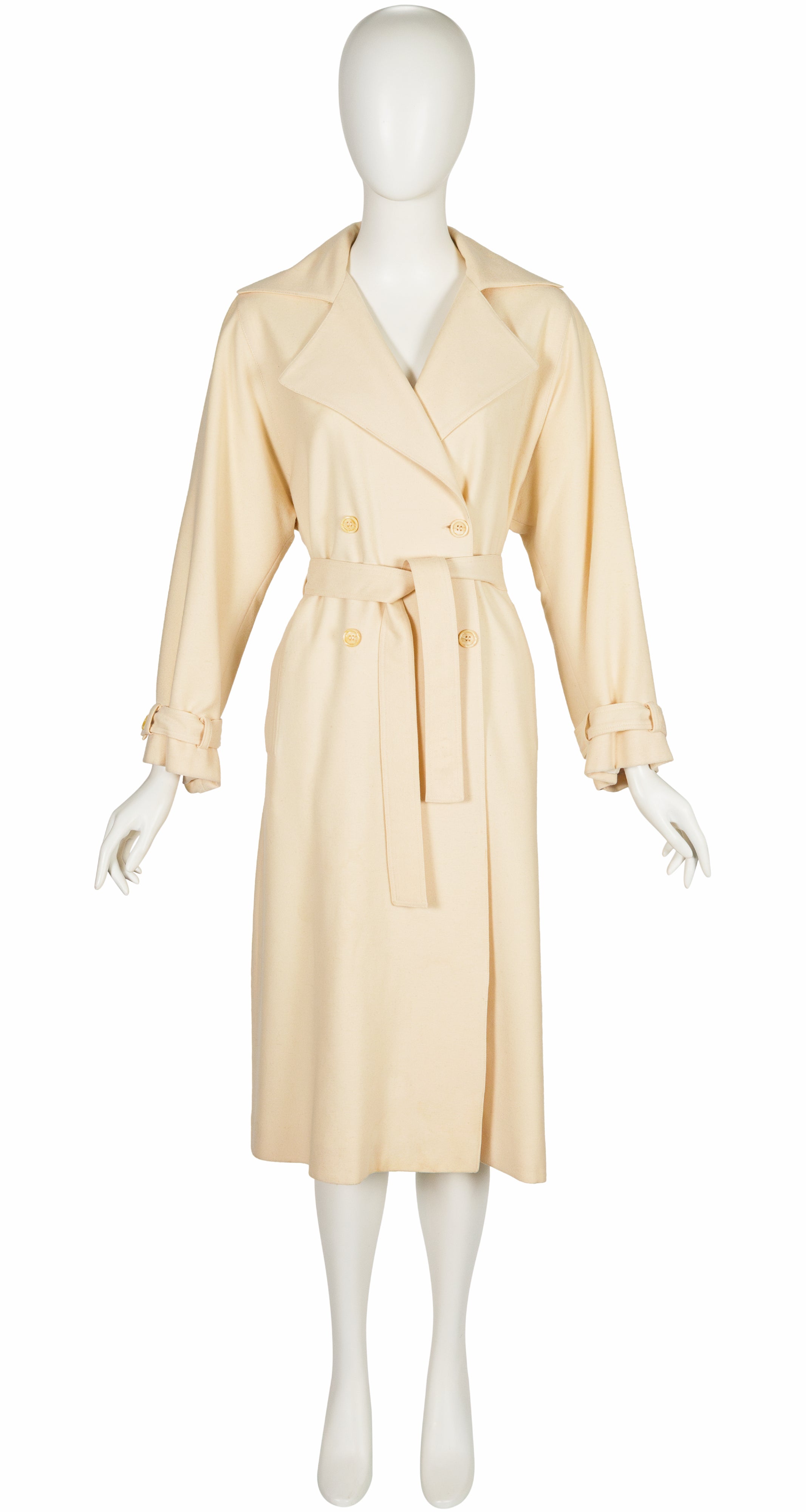 1976 S/S Cream Wool Double-Breasted Trench Coat