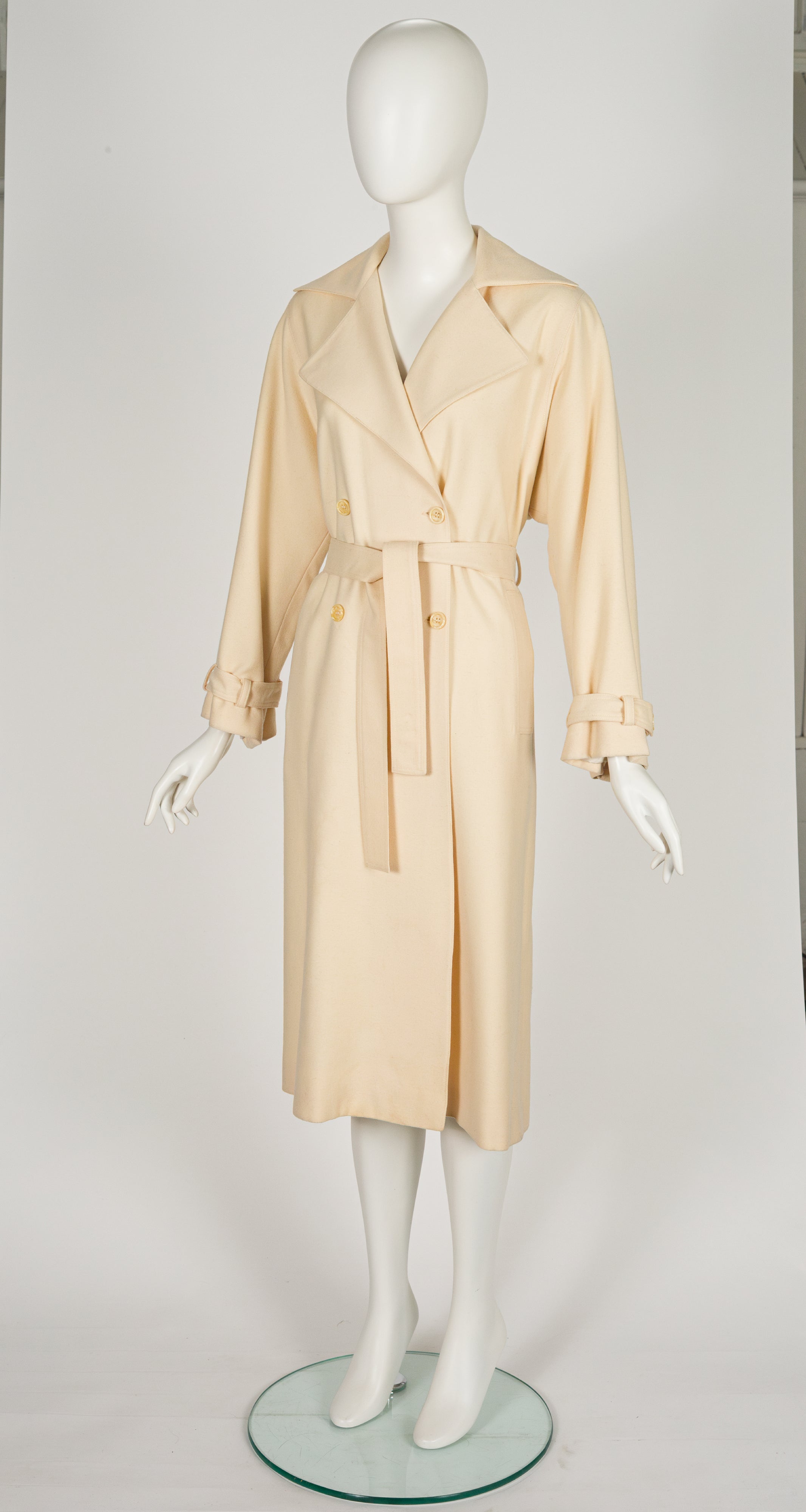 1976 S/S Cream Wool Double-Breasted Trench Coat