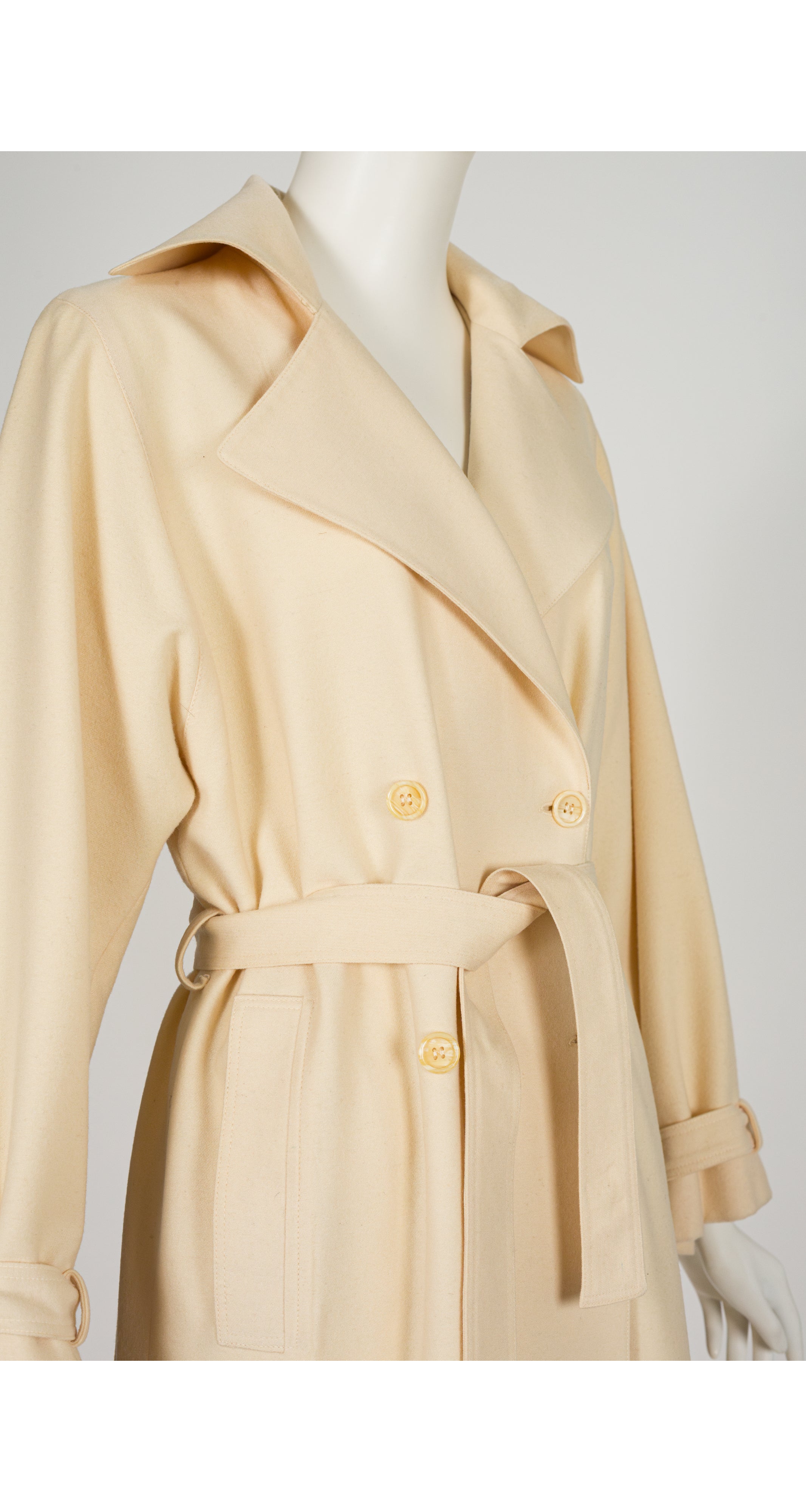 1976 S/S Cream Wool Double-Breasted Trench Coat